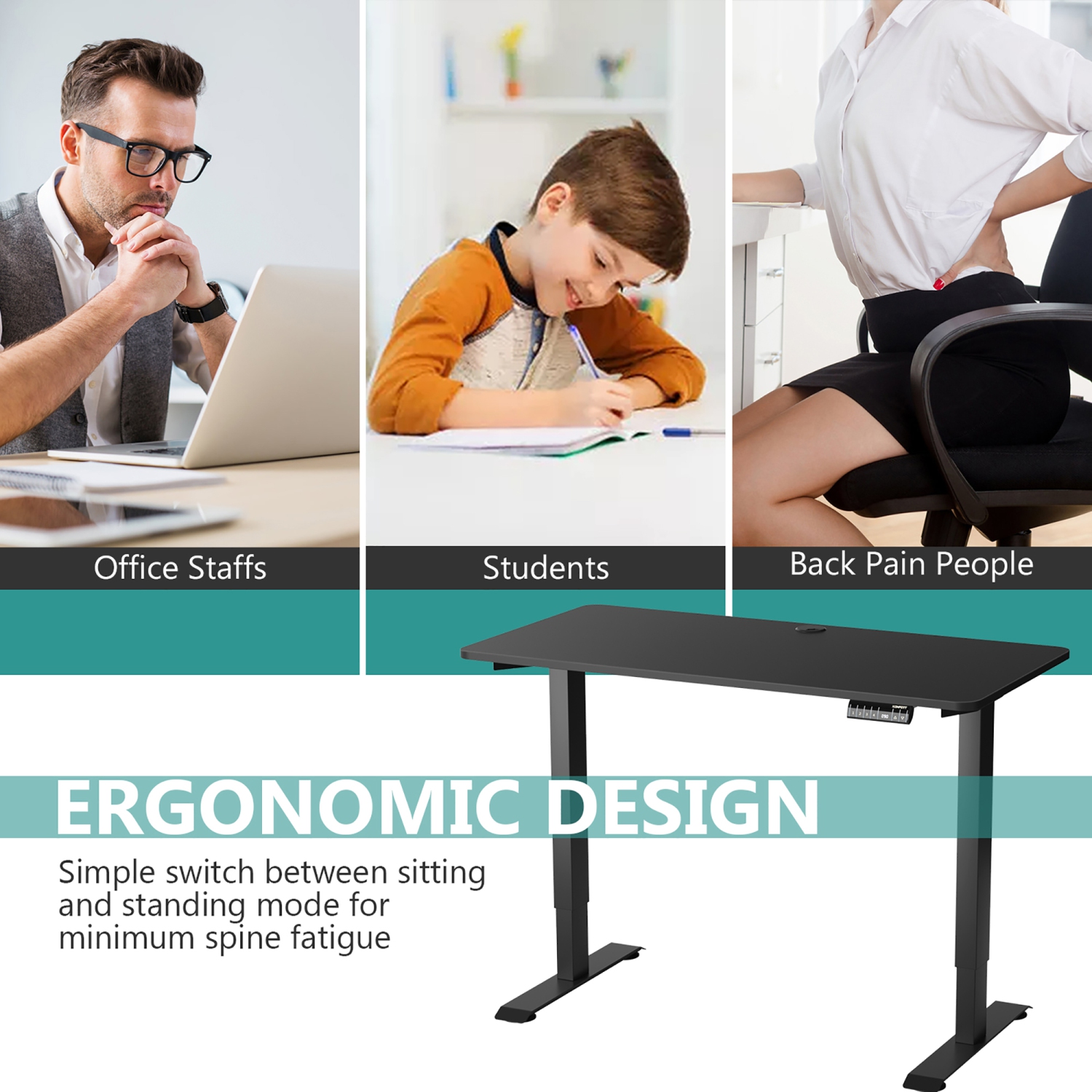 Costway Electric Adjustable Standing Desk Stand up Workstation w/Control White\Black\ Maple\Teak