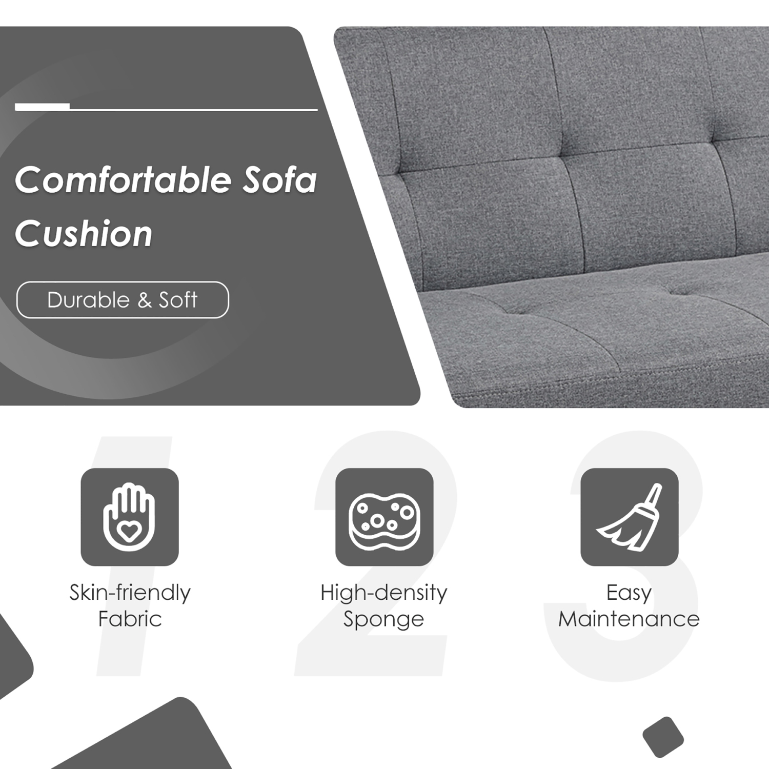 Costway Convertible Futon Sofa Bed Folding Recliner w/USB Ports&Power Strip Grey\Blue