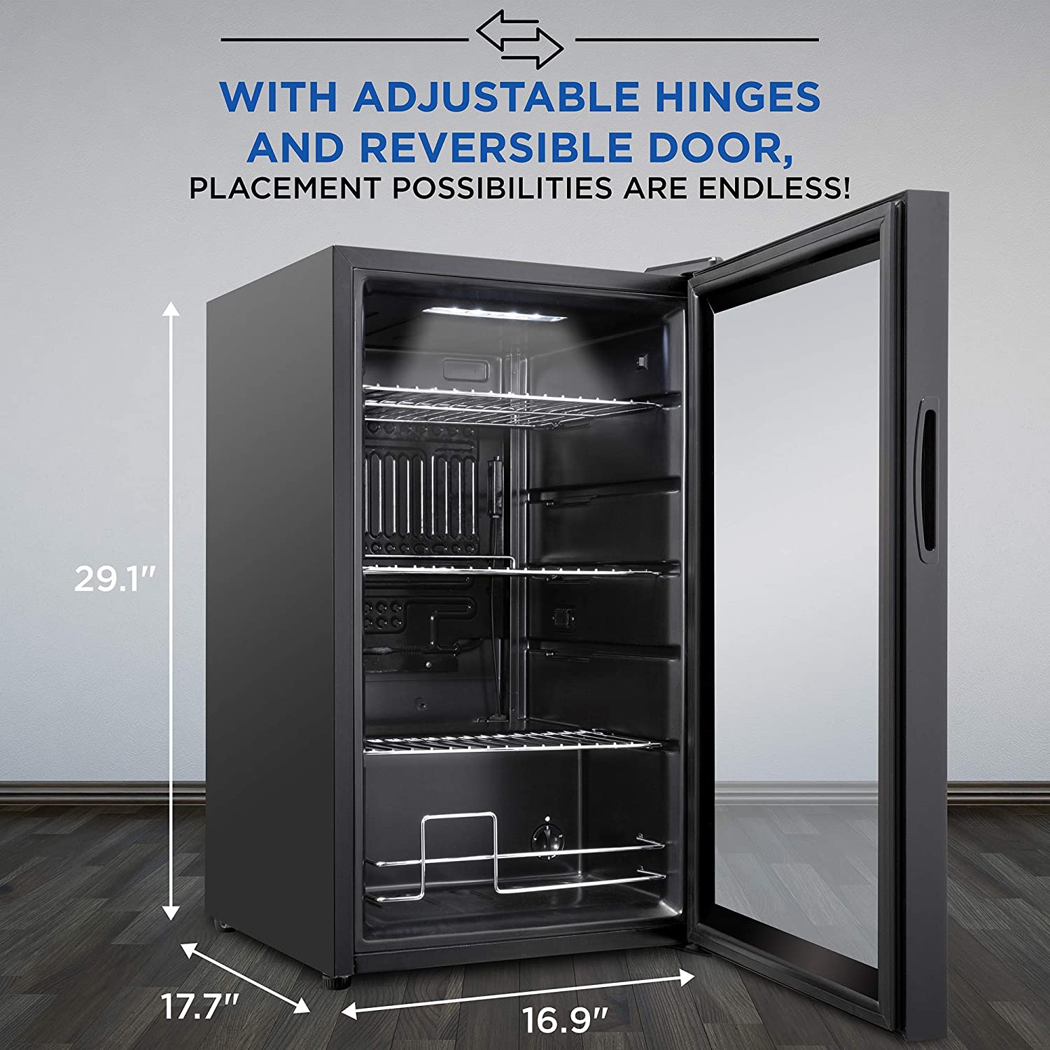 Ivation 101 Can Beverage Refrigerator | Freestanding Ultra Cool Mini Drink Fridge | Beer, Cocktails, Soda, Juice Cooler for Home & Office |