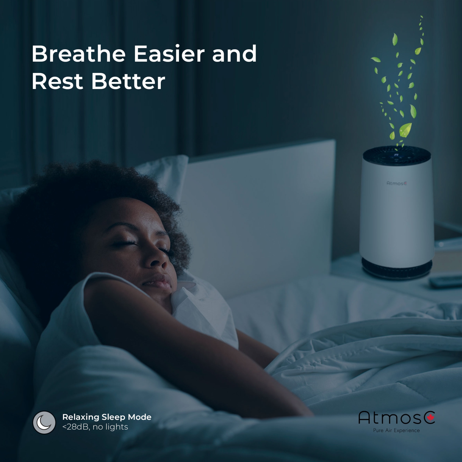 AtmosC Mini - 4-in-1 HEPA Air Purifier & Odour Eliminator - Perfect for small to medium sized rooms – True HEPA, Activated Carbon, UV, aAFE - White