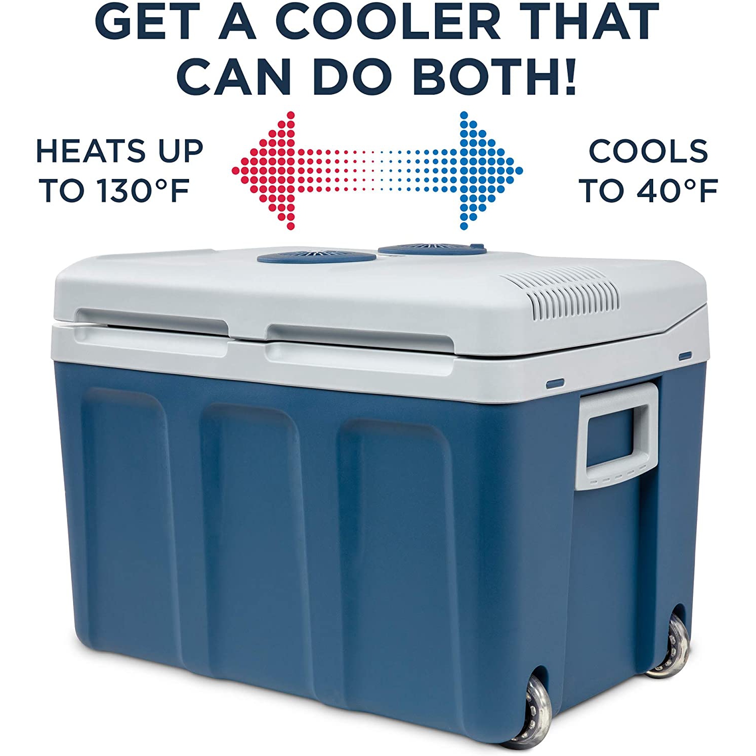 Ivation Electric Cooler & Warmer with Wheels |48 Quart Portable Thermoelectric Fridge| Includes Carry Handle, 110V AC Home Power Cord & 12V Car