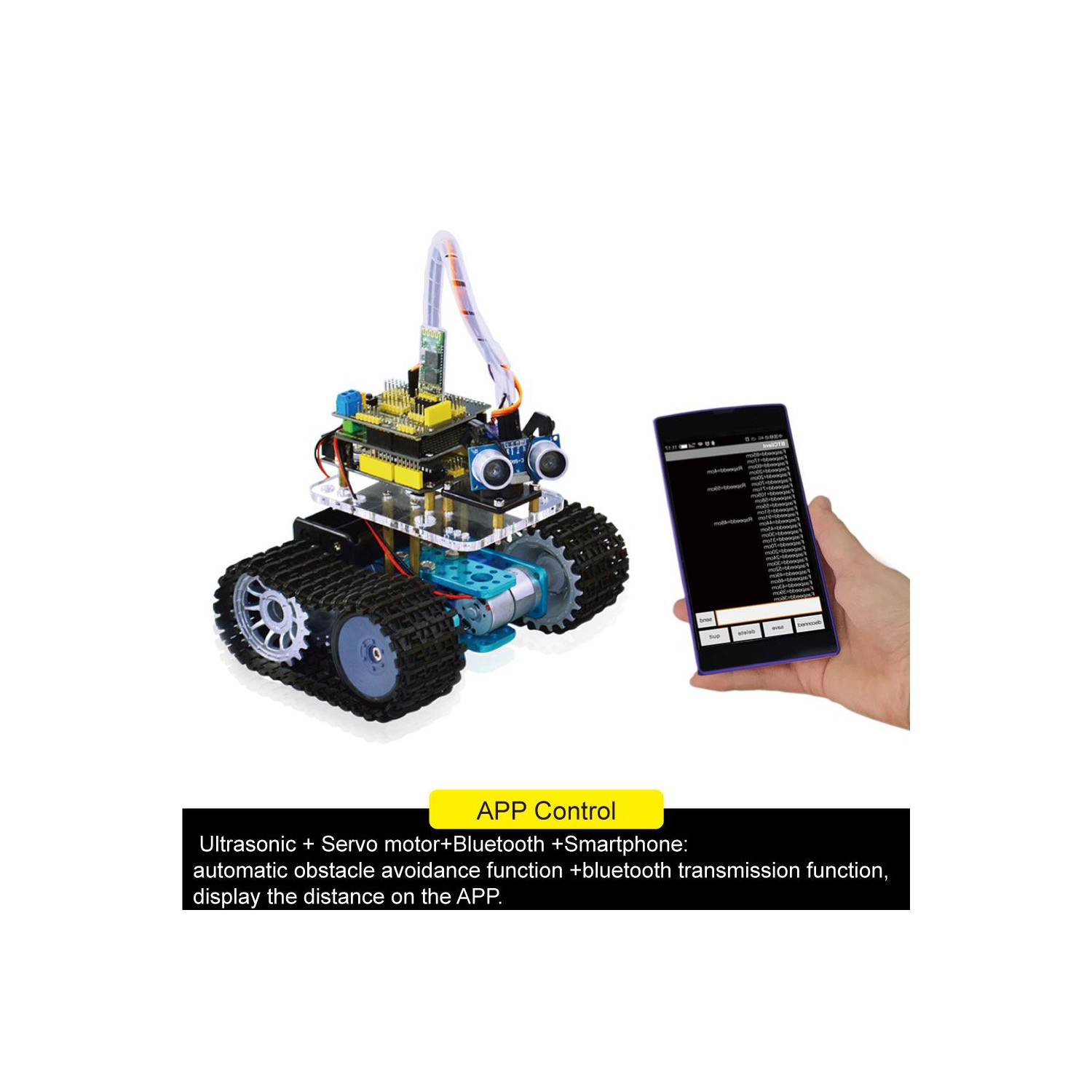 Mini Tank Smart Robot Car - Micro Controller Based On MCU - Ultrasonic Obstacle Avoidance & Bluetooth Remote Control Programmable Robot Toy for Kids