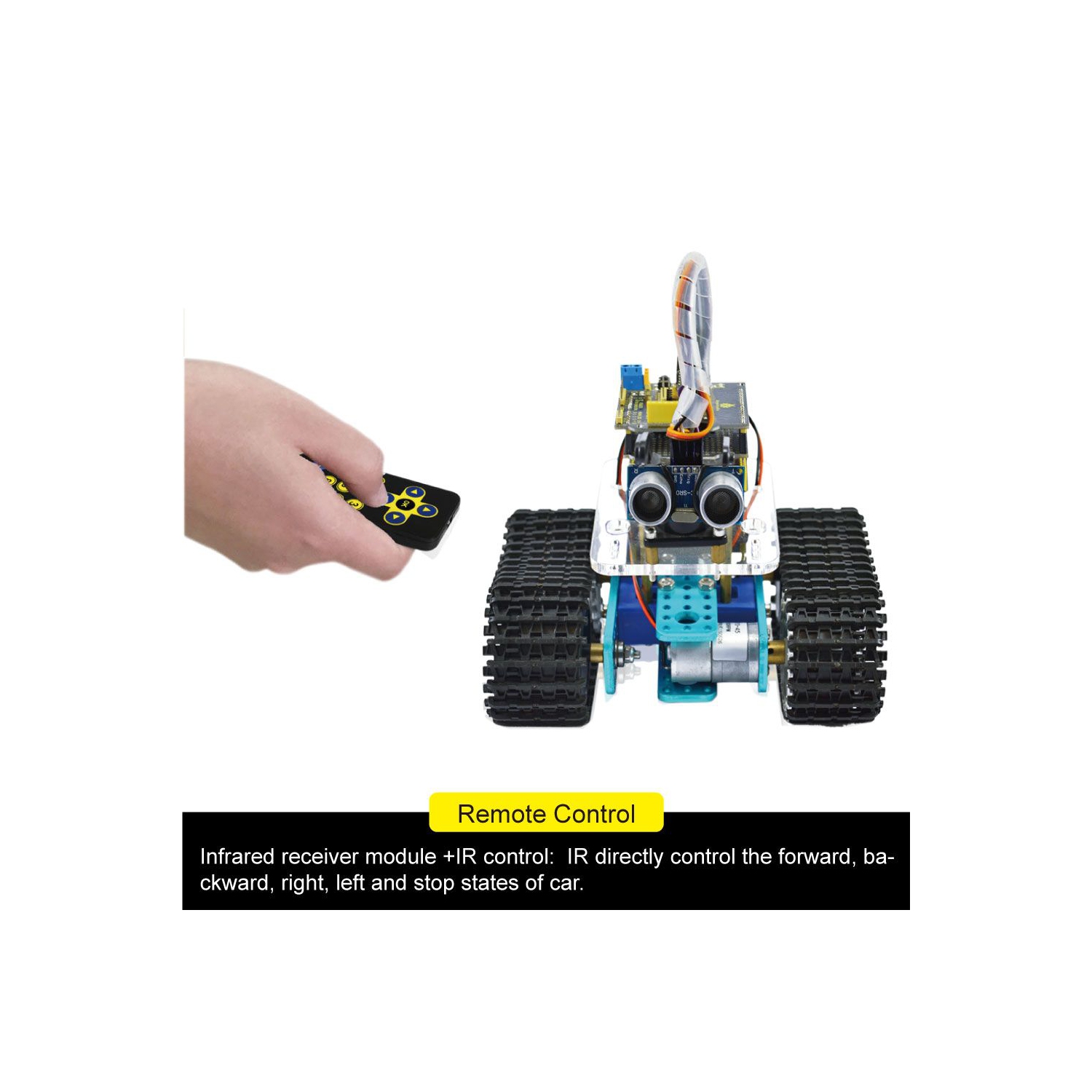 Mini Tank Smart Robot Car - Micro Controller Based On MCU - Ultrasonic Obstacle Avoidance & Bluetooth Remote Control Programmable Robot Toy for Kids
