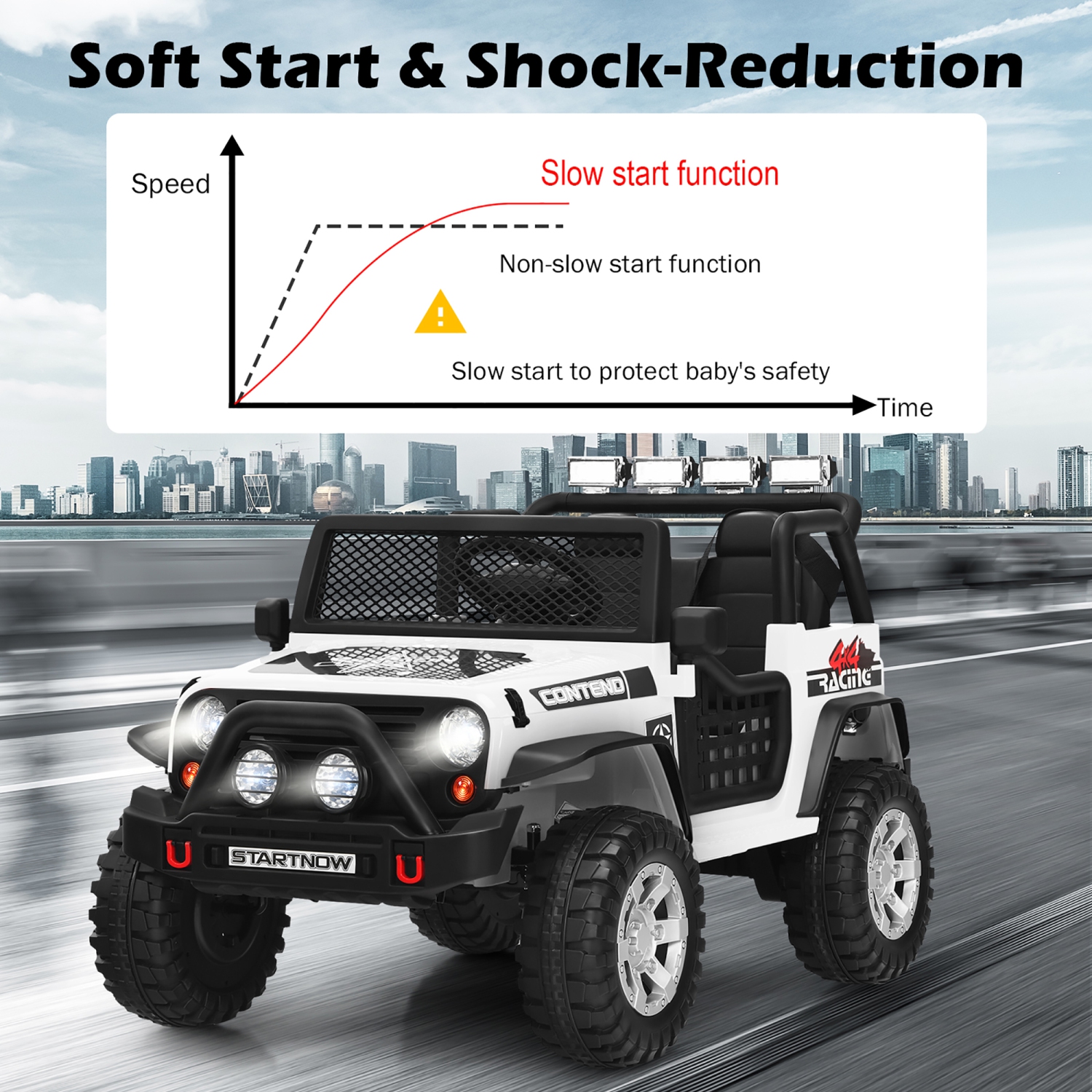 Costway 12V Kids Ride On Truck Remote Control Electric Car w/Lights&Music