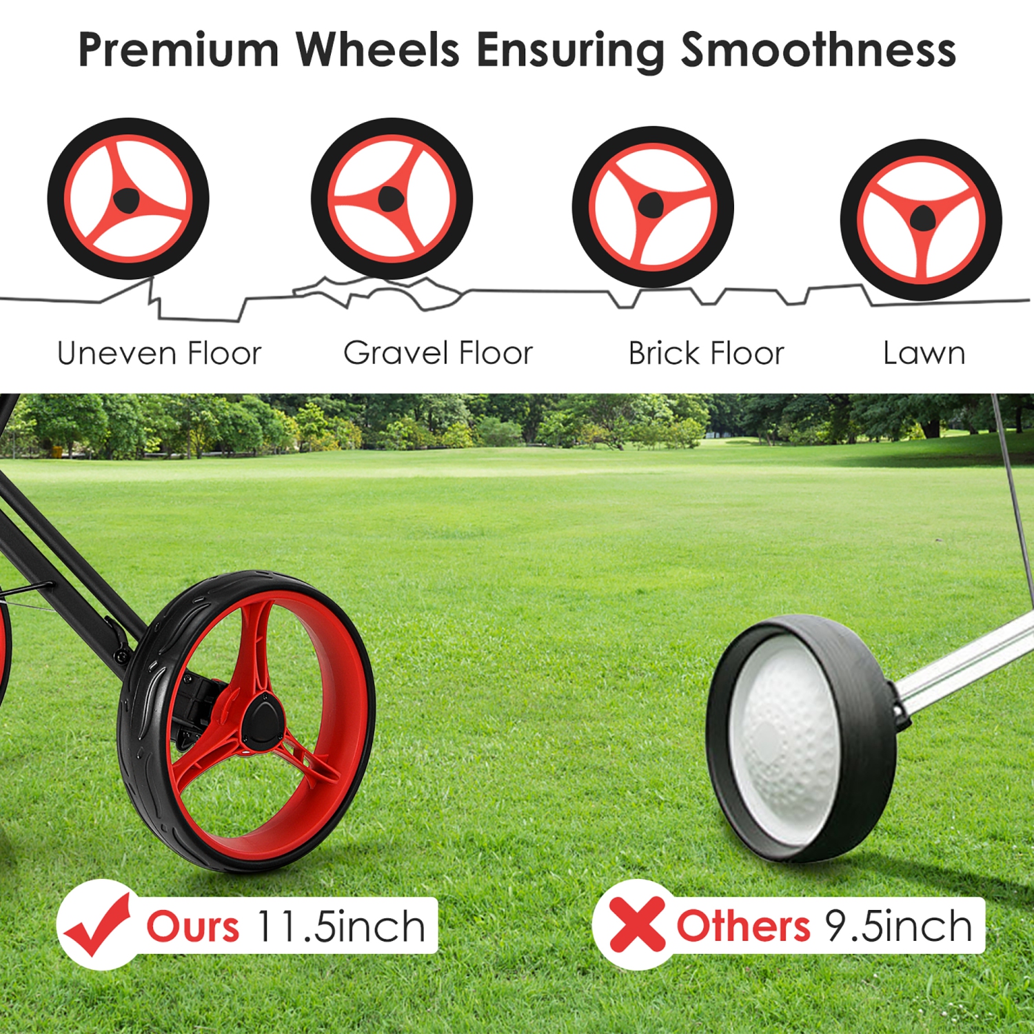 Goplus Folding 4 Wheels Golf Push Cart W/Brake Scoreboard Adjustable Handle