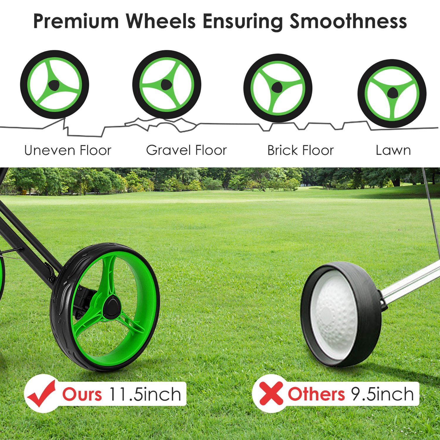 Goplus Folding 4 Wheels Golf Push Cart W/Brake Scoreboard Adjustable Handle