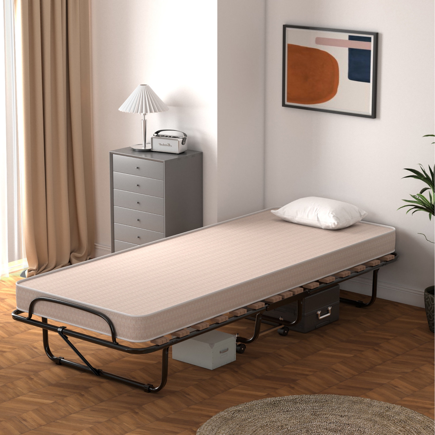 Costway Portable Folding Bed with Mattress Rollaway Cot Made In Italy