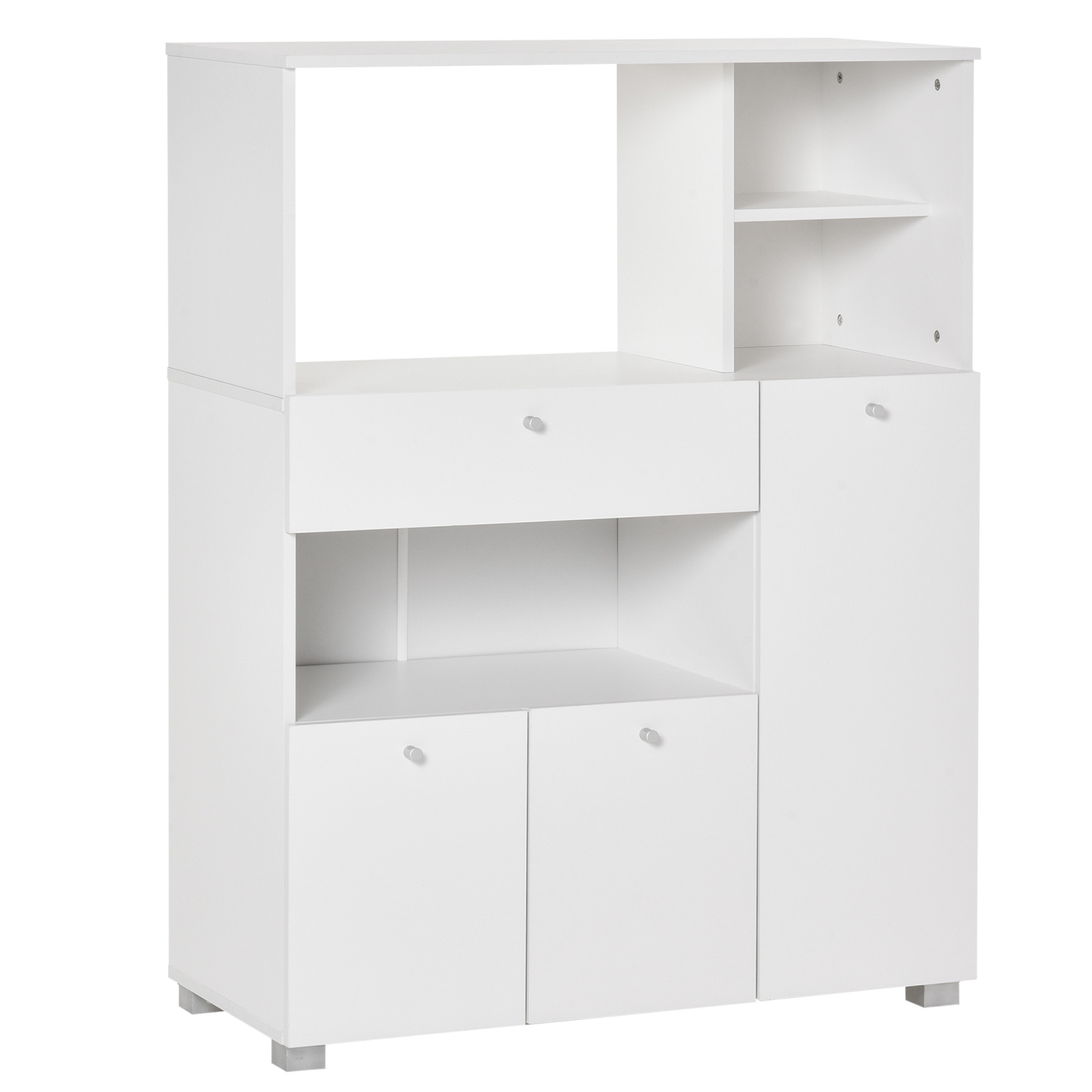 HOMCOM – Armoire de rangement compacte pour buffet de cuisine avec étagère, four micro-ondes, tiroir et tablettes, blanc