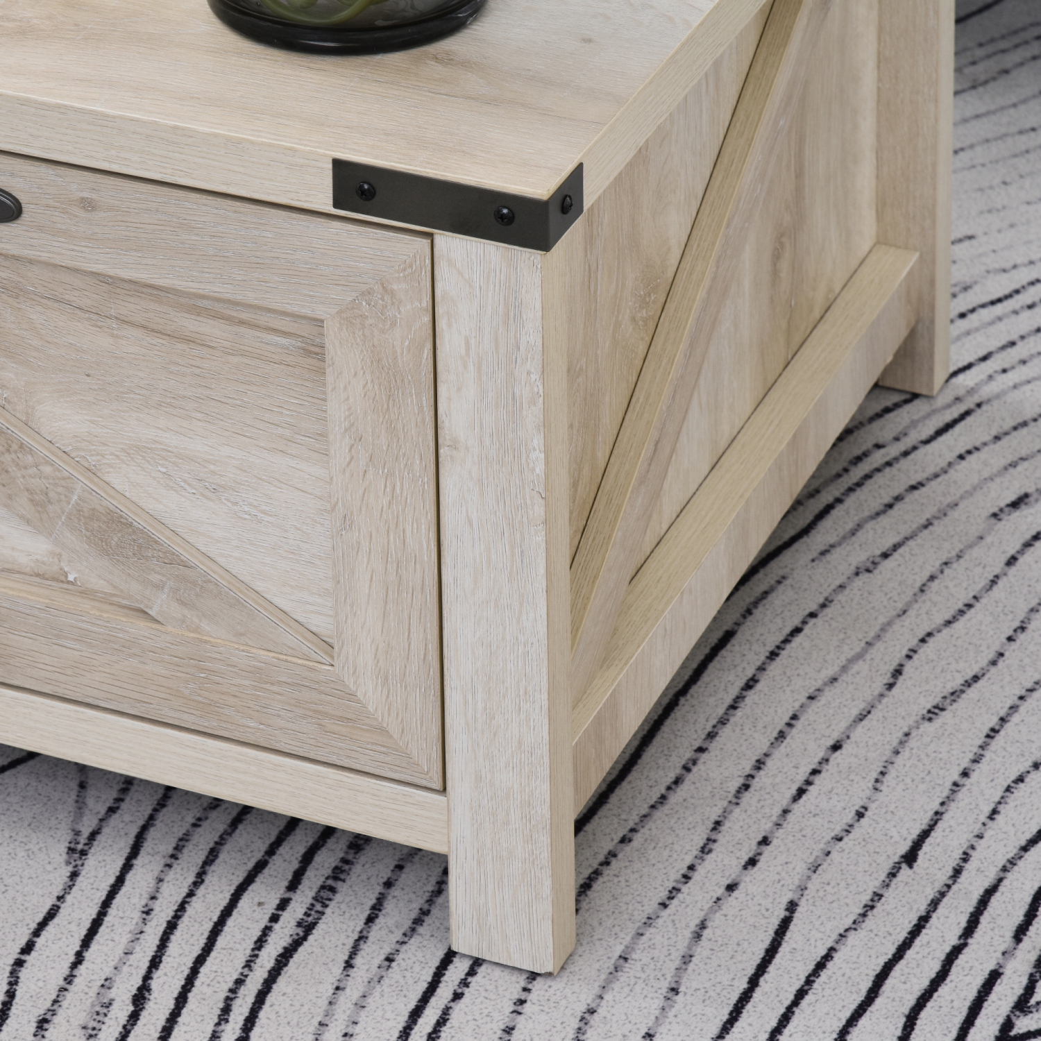 HOMCOM Farmhouse Coffee Table with Drawer and Storage Shelf, Rustic Center Table for Living Room, Meeting Room, White Oak