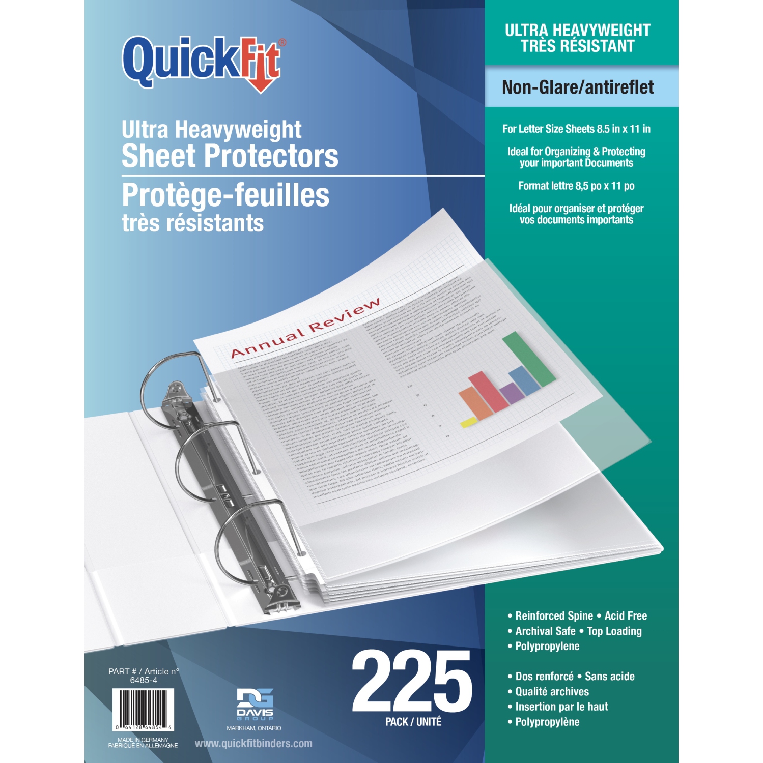 Davis Group QuickFit® Ultra Heavyweight Top Load, Letter Size Sheet Protectors, Non-Glare - 225 Pack