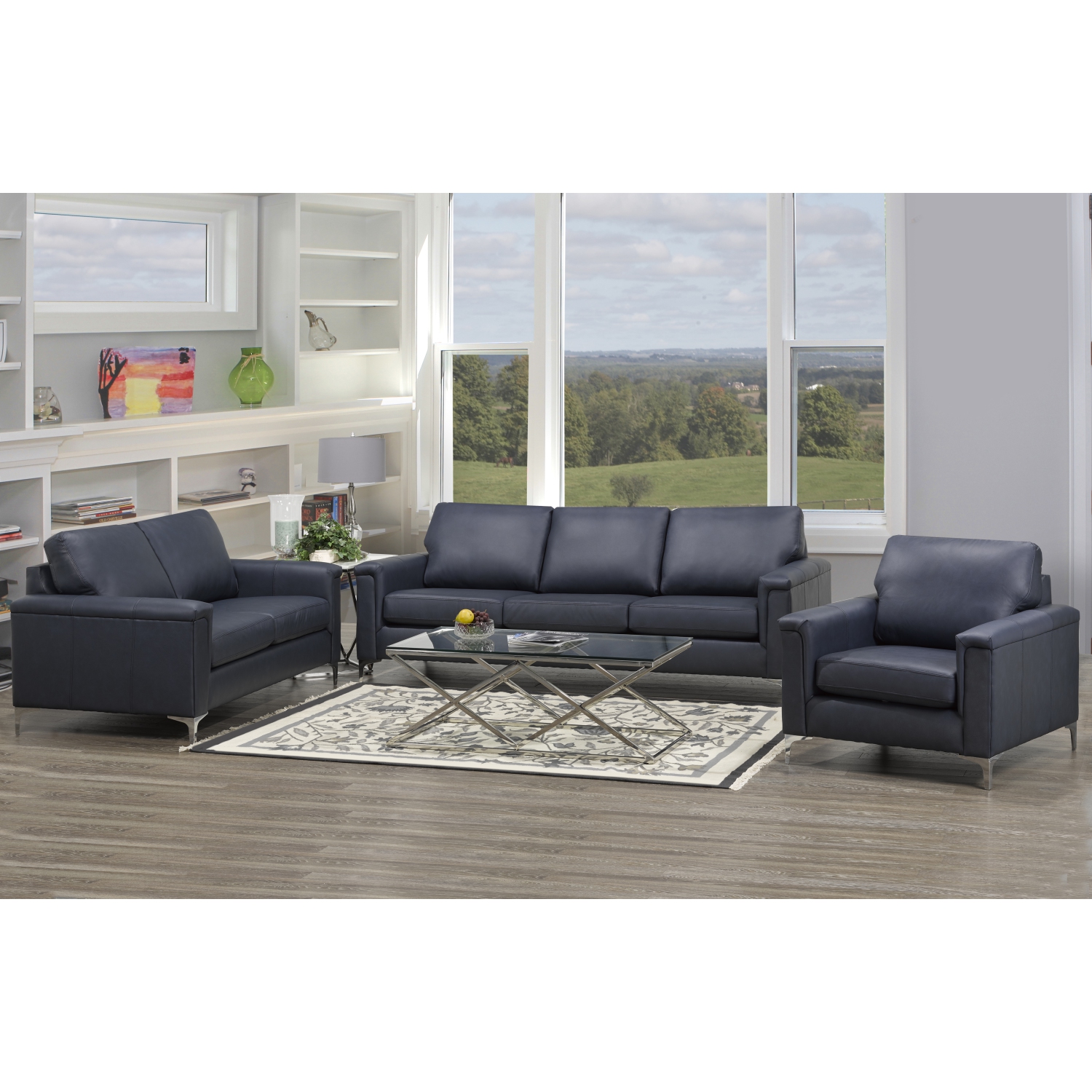 Canadian Sofa Distributions 'Roswell' Blue Leather Chair