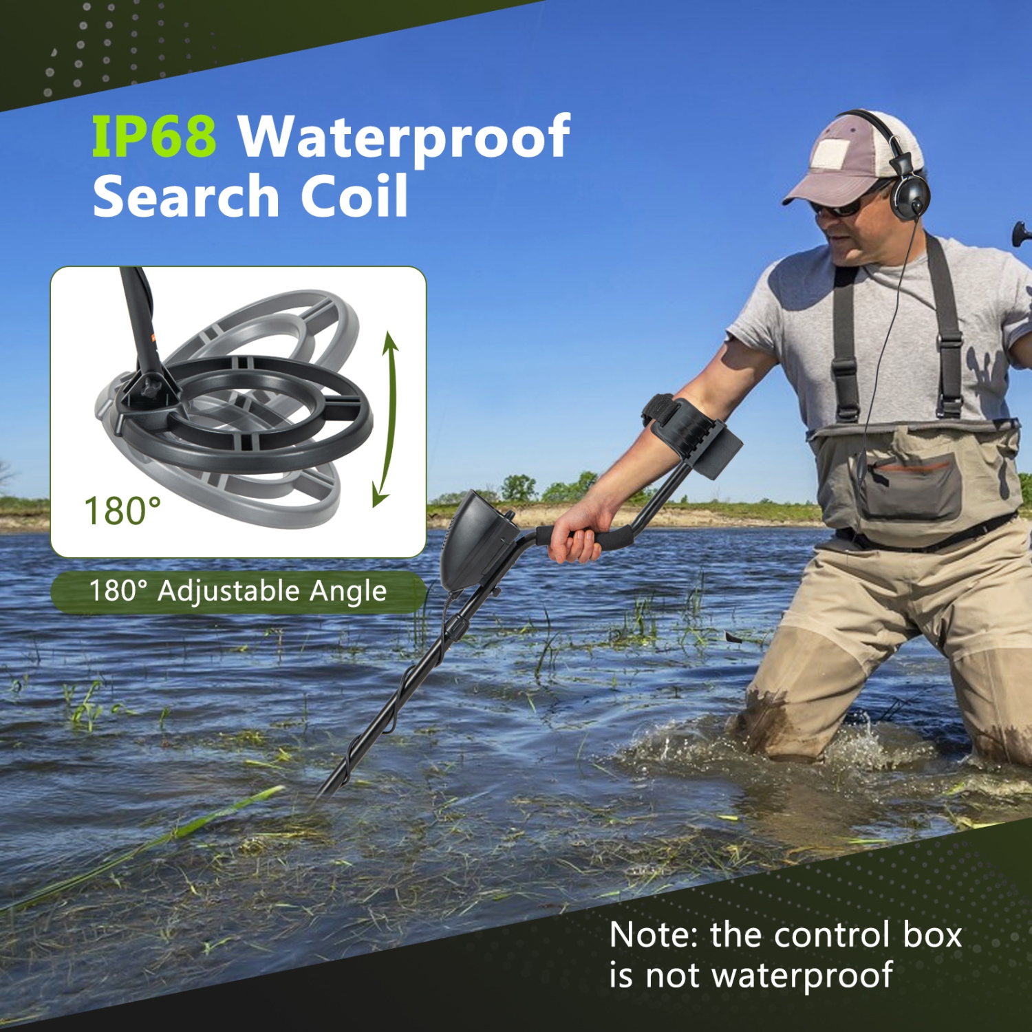 Costway High Accuracy Metal Detector Kit W/Display Waterproof Search Coil Headphone Bag