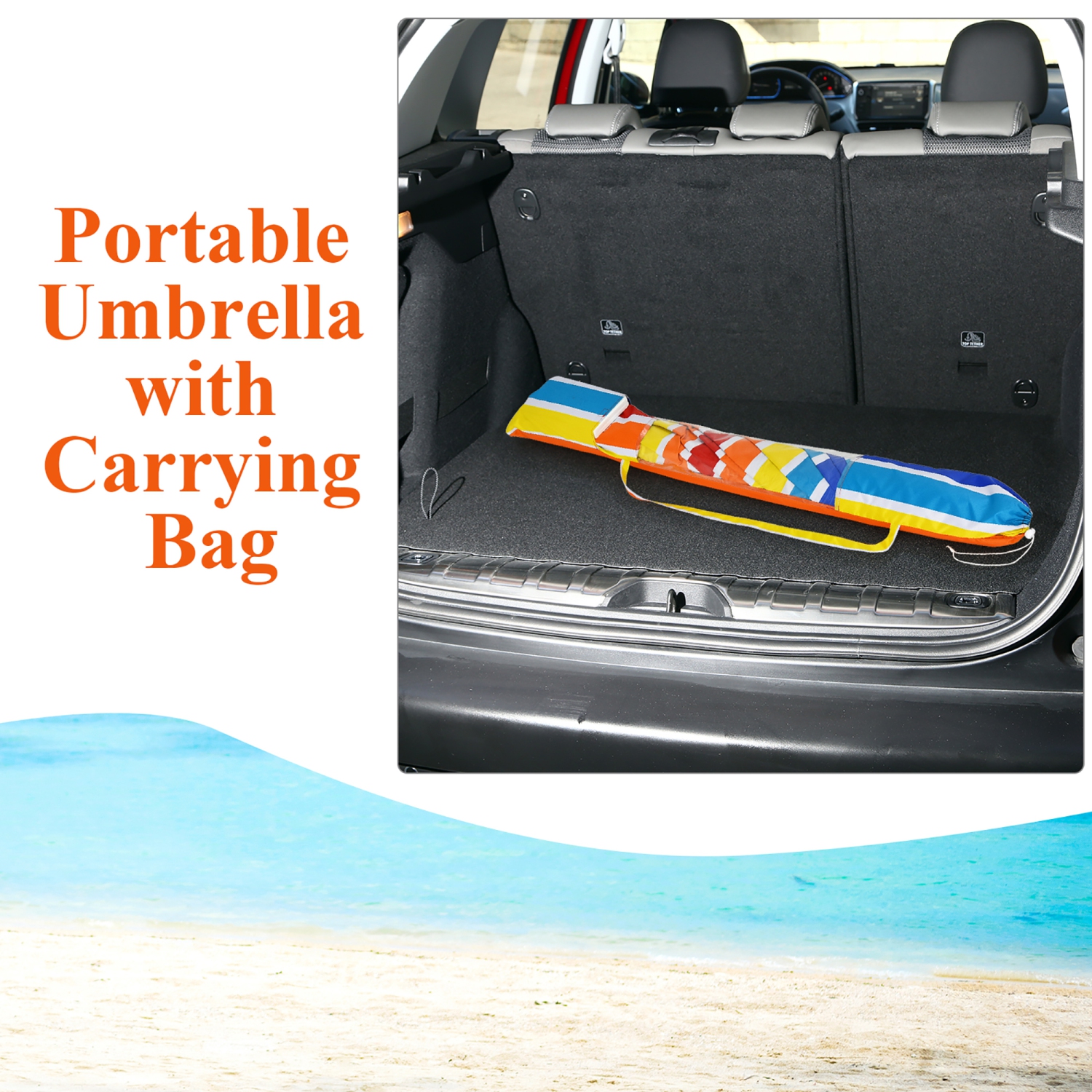 Costway 7.2 FT Portable Beach Umbrella Tilt Sand Anchor Cup Holder W/Carry Bag