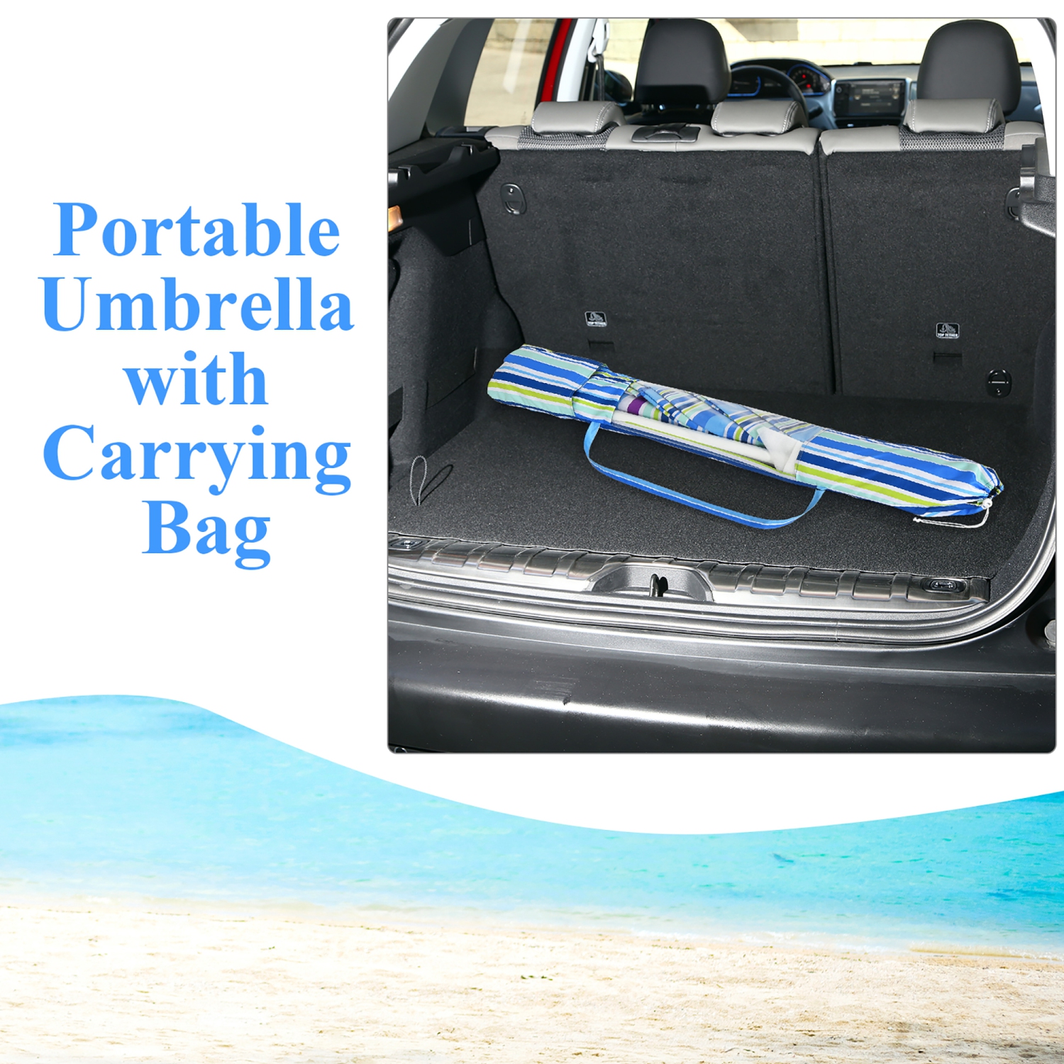 Costway 7.2 FT Portable Beach Umbrella Tilt Sand Anchor Cup Holder W/Carry Bag