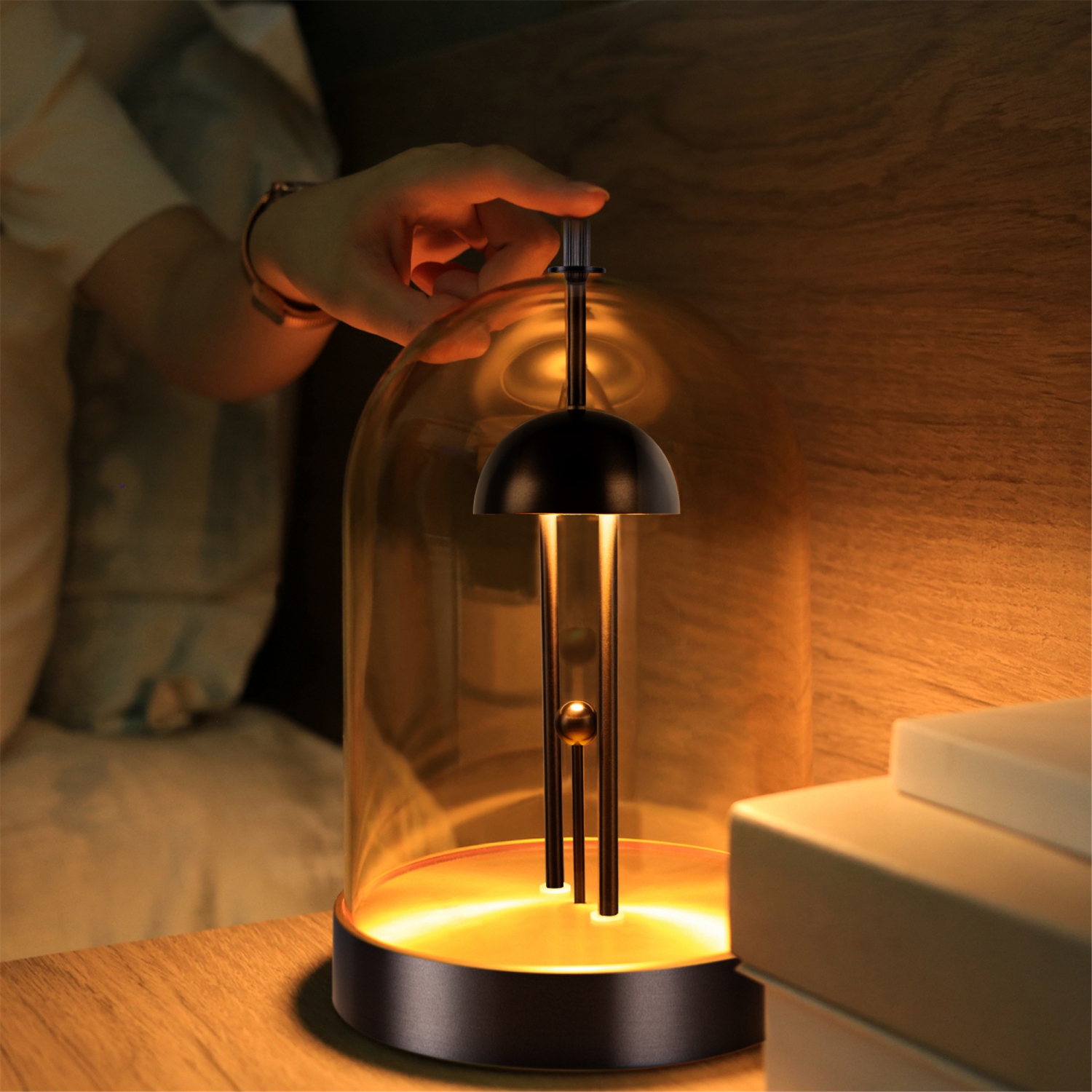 Tubicen Battery Powered Table Lamp, 4000mAh Rechargeable LED Night Light, 4-Level Touch Dimmable Table Light, Decorative Lamp with Removable Shade,