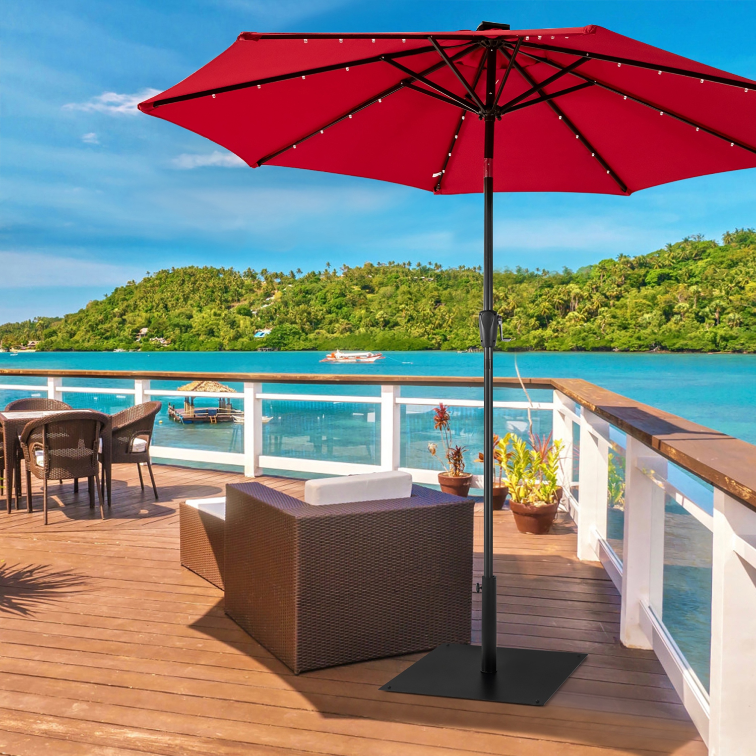 Costway 40 LBS Square Umbrella Base Stand Weighted Patio Market Umbrellas Black