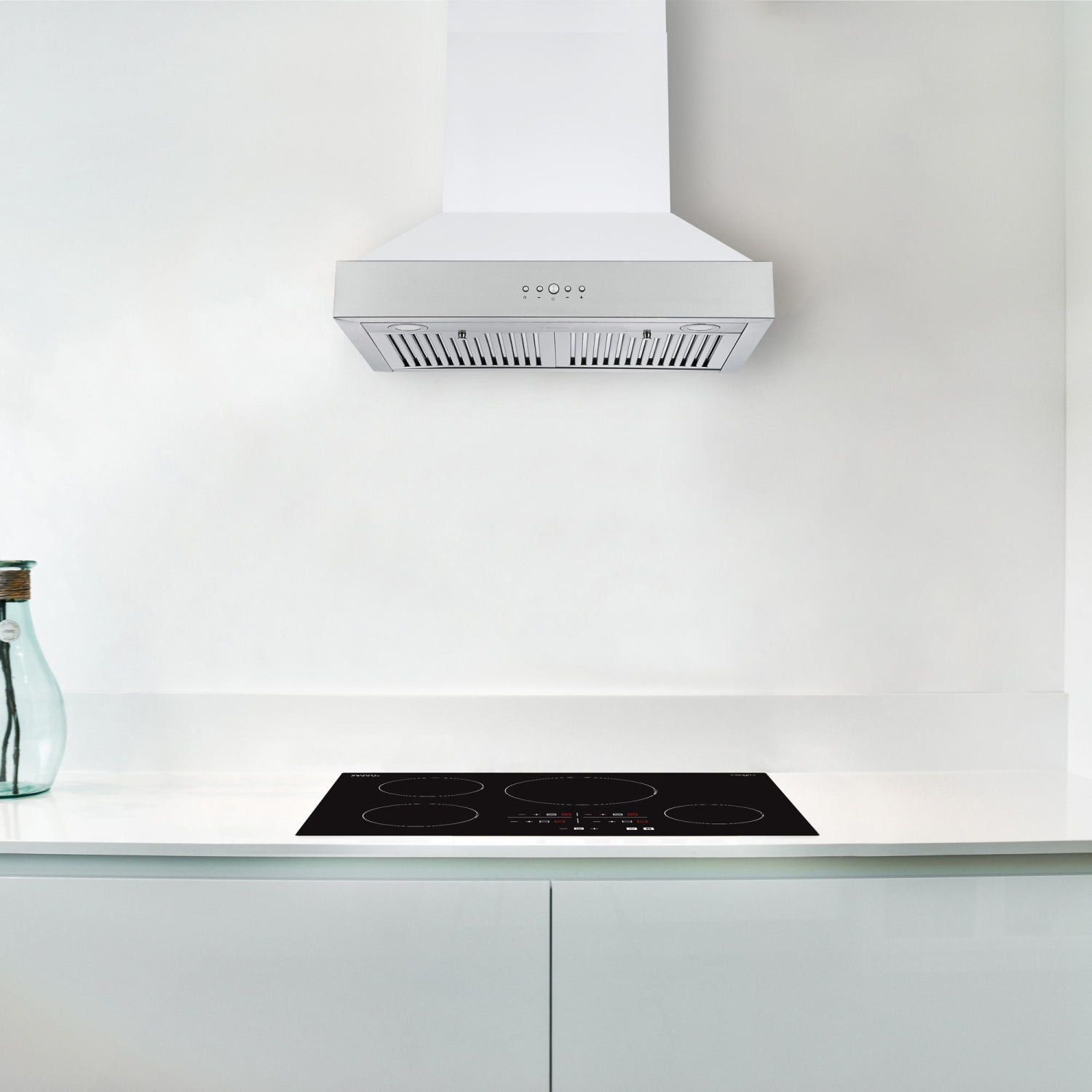 Ancona Pro 30 in. 600 CFM Wall Mount Pyramid Range Hood in White and Stainless Steel