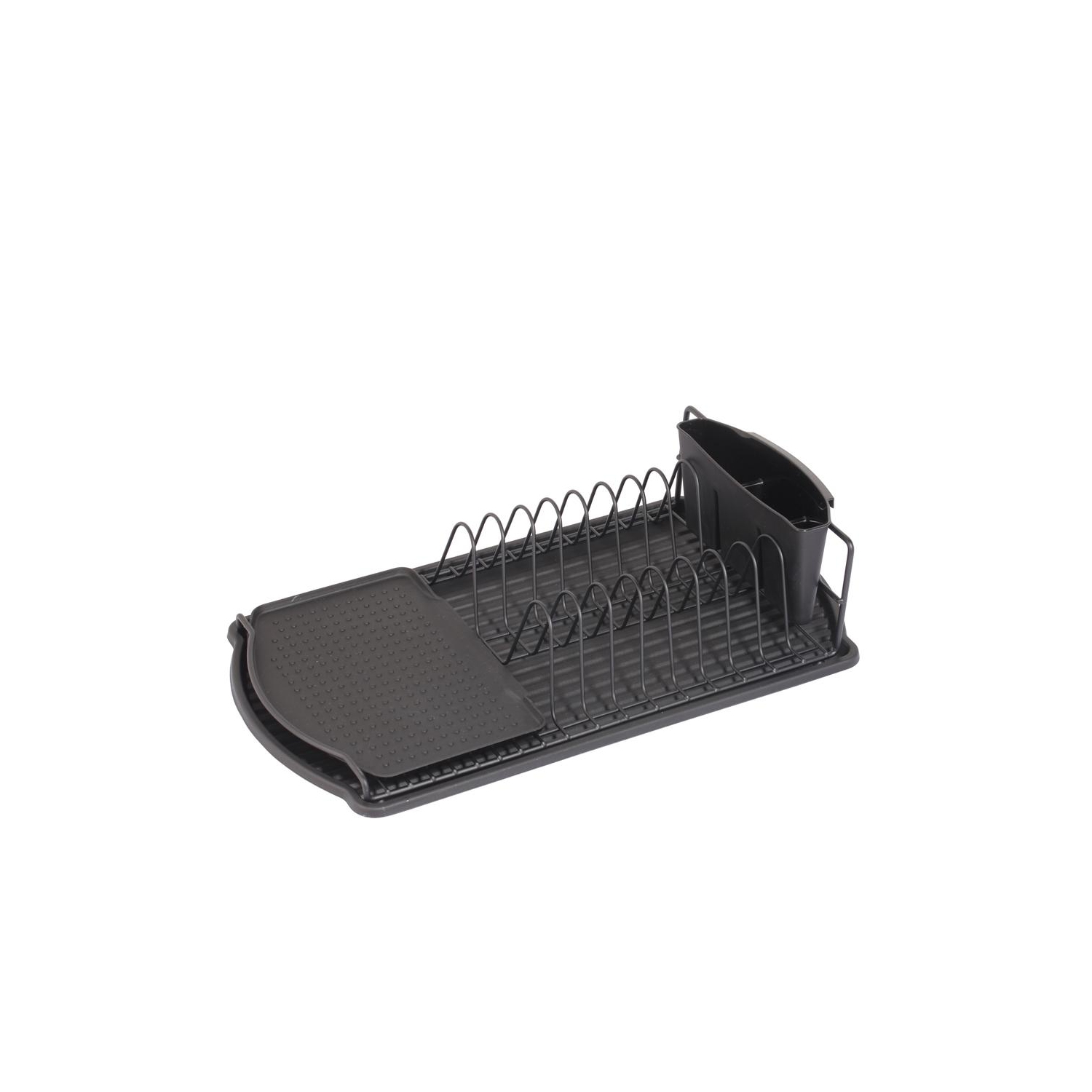 Jessar - Dish Basket with Plastic Tray and Cutlery Holder, Black