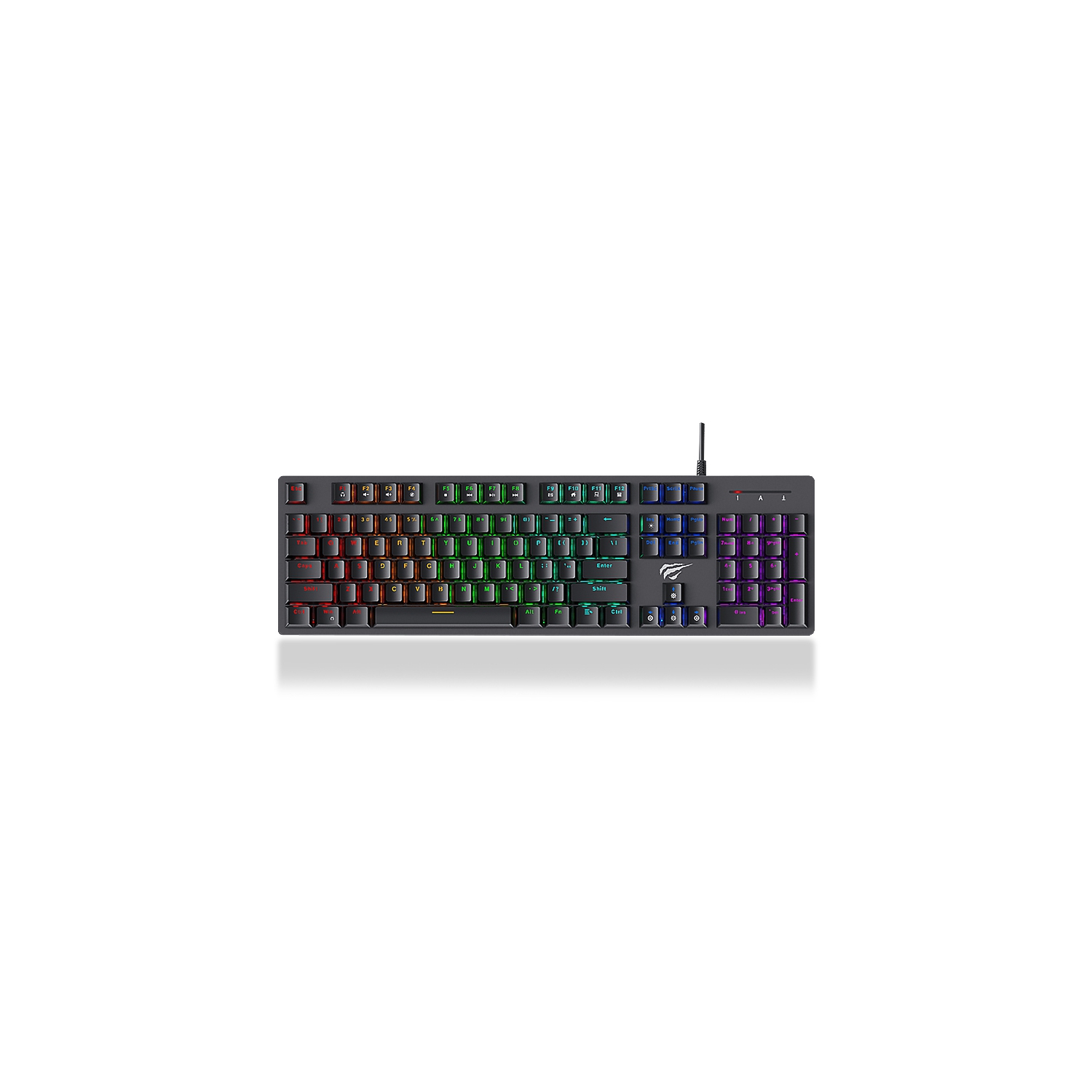 Havit KB858L Wired RGB Professional Mechanical Blue switch, Adjustable Backlit style, All-metal plate 104 keys gaming Keyboard_Black