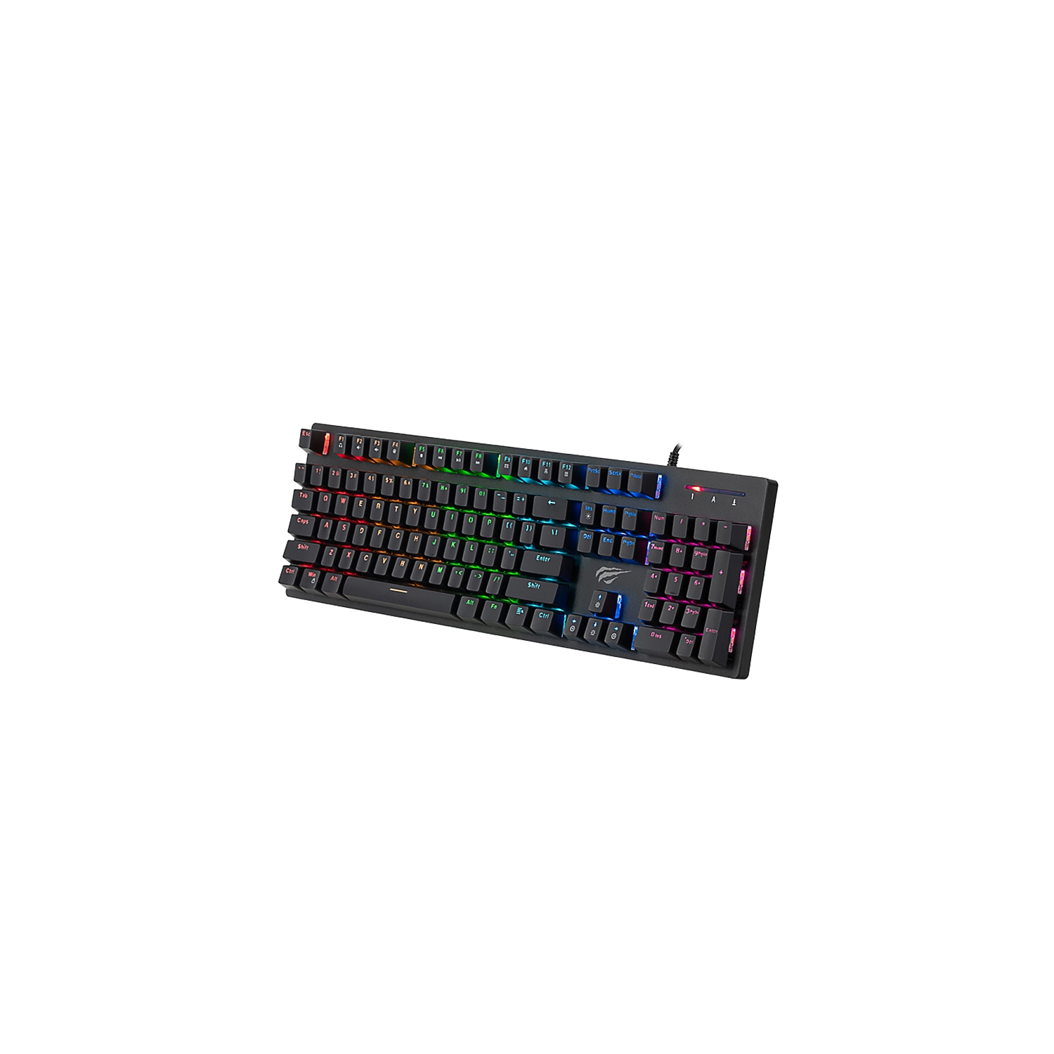 Havit KB858L Wired RGB Professional Mechanical Blue switch, Adjustable Backlit style, All-metal plate 104 keys gaming Keyboard_Black