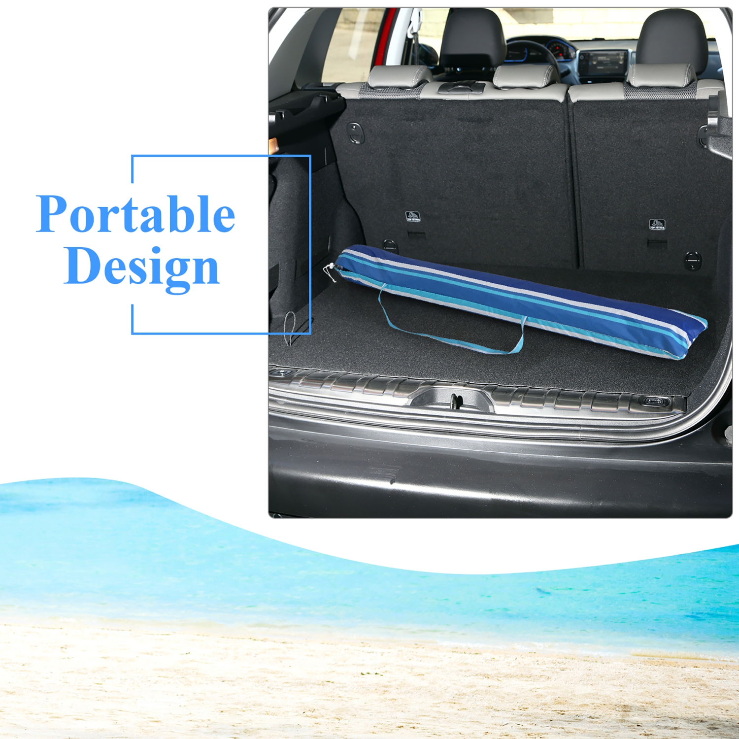 Costway 8 FT Beach Umbrella Outdoor Tilt Sunshade Sand Anchor W/Carry Bag