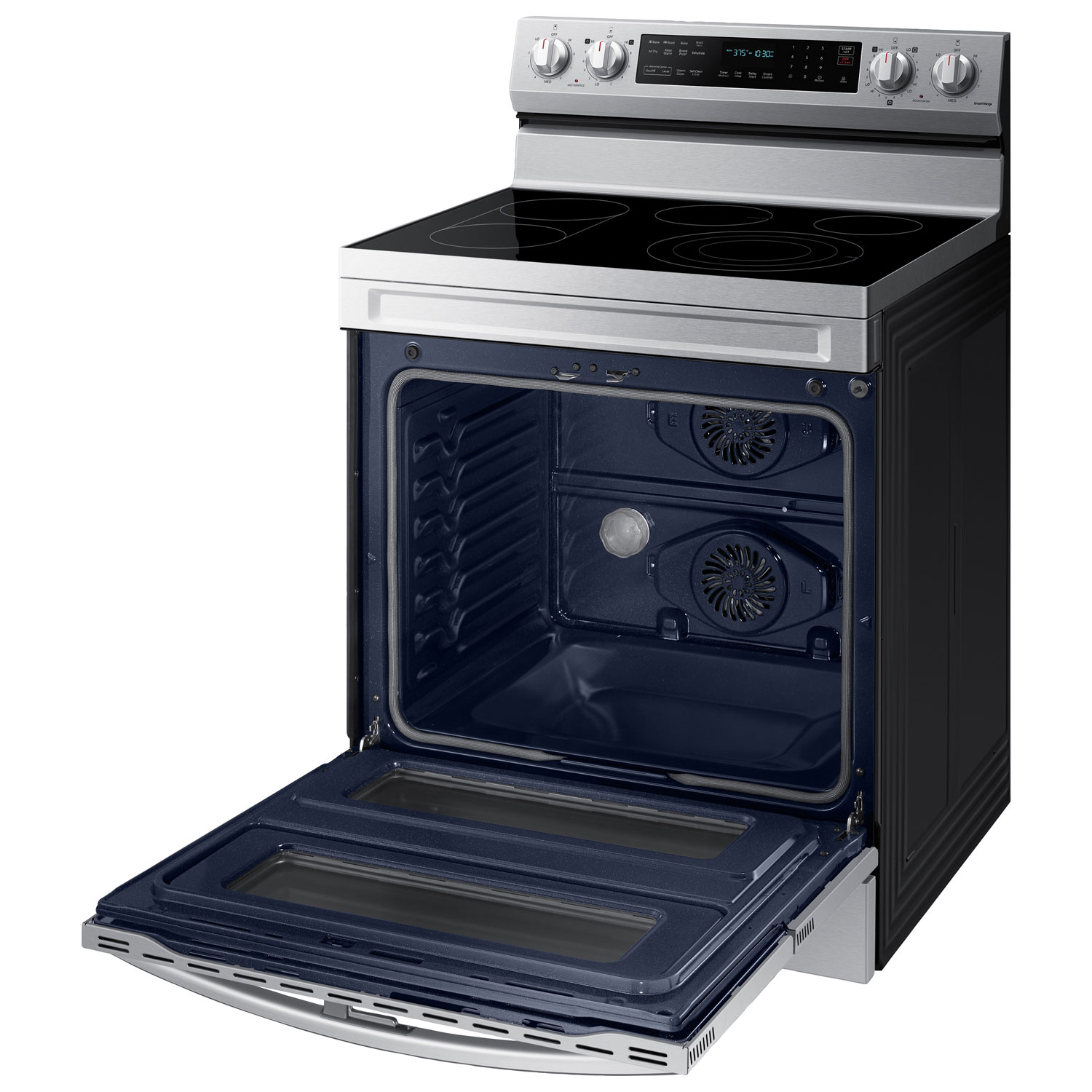 Cuisinière électrique autonome 5 éléments/four double 6,3 pi³ 30 po de Samsung-Inox