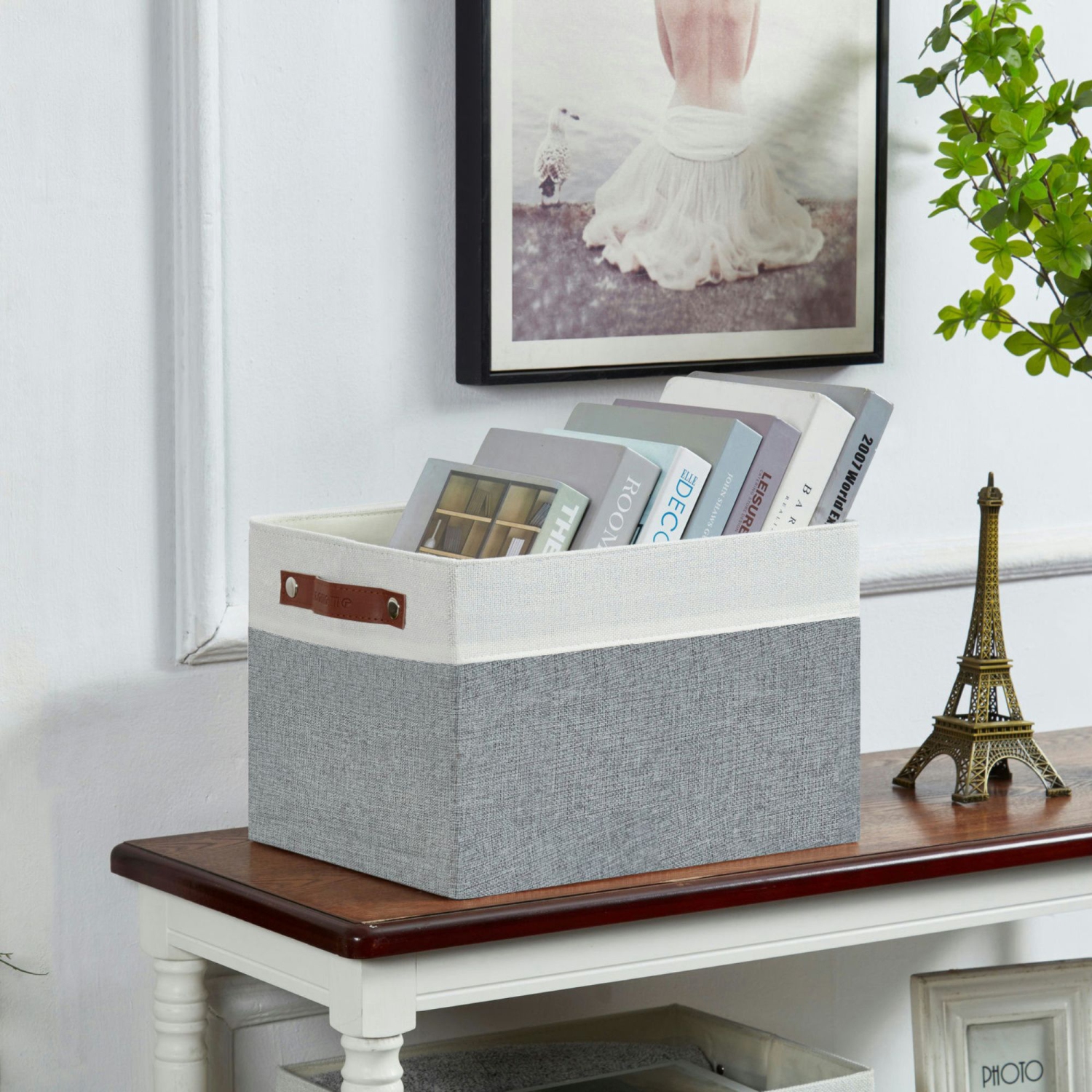 DECOMOMO – Bac de rangement pliable [paquet de 3] panier en tissu robuste avec poignées pour organiser la tablette et la garde-robe de chambre de