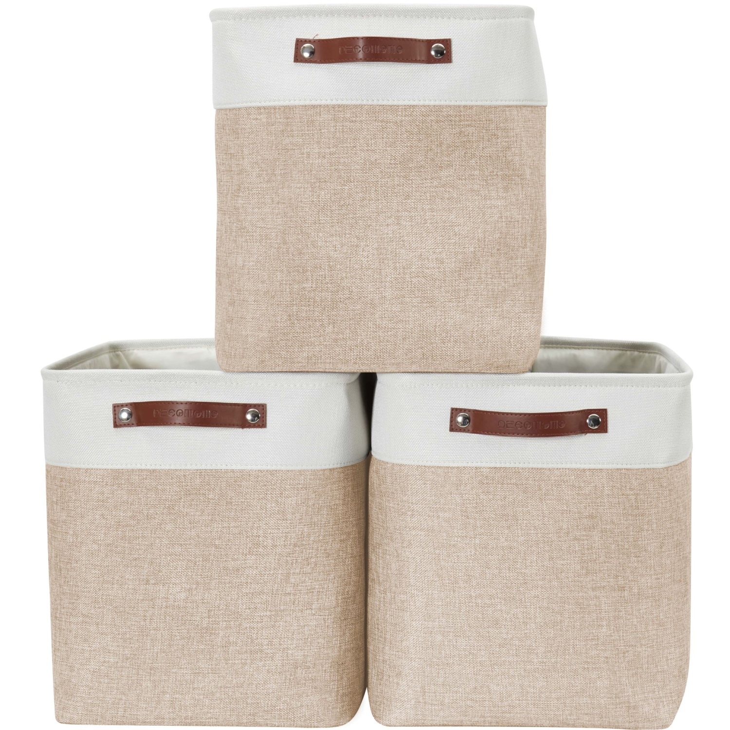 DECOMOMO Fordable Storage Bin - Collapsible Sturdy Cationic Fabric Basket W/Handles for Organizing Shelf Nursery Home Closet |17(L) x 13(W) x 15(H)”