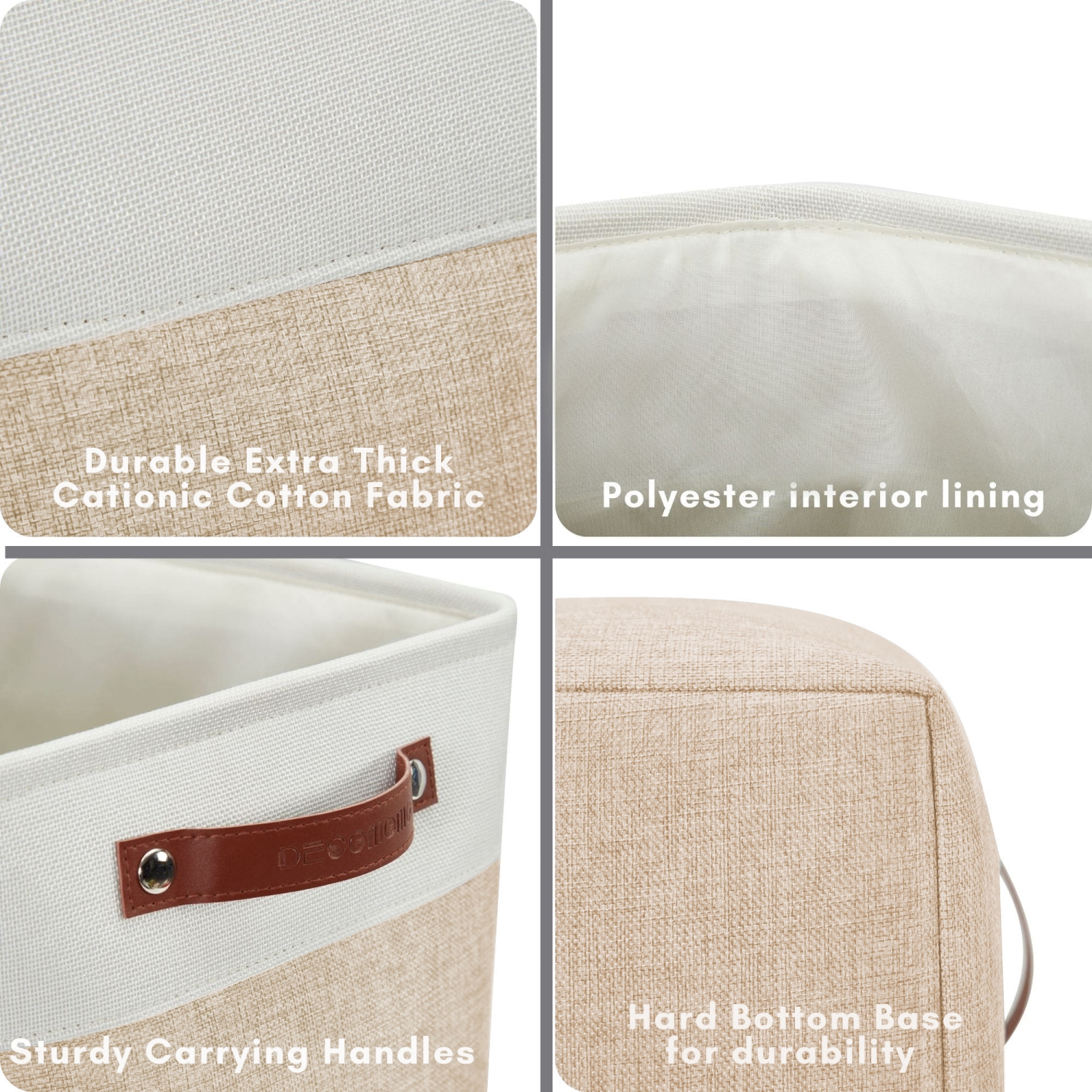 DECOMOMO Fordable Storage Bin - Collapsible Sturdy Cationic Fabric Basket W/Handles for Organizing Shelf Nursery Home Closet |17(L) x 13(W) x 15(H)”