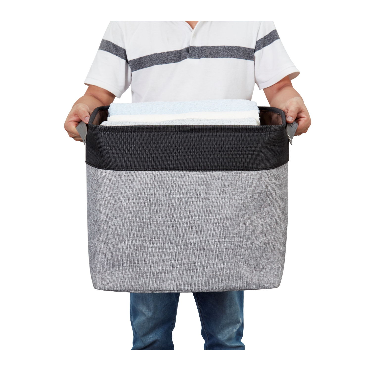 DECOMOMO Fordable Storage Bin - Collapsible Sturdy Cationic Fabric Basket W/Handles for Organizing Shelf Nursery Home Closet |17(L) x 13(W) x 15(H)”