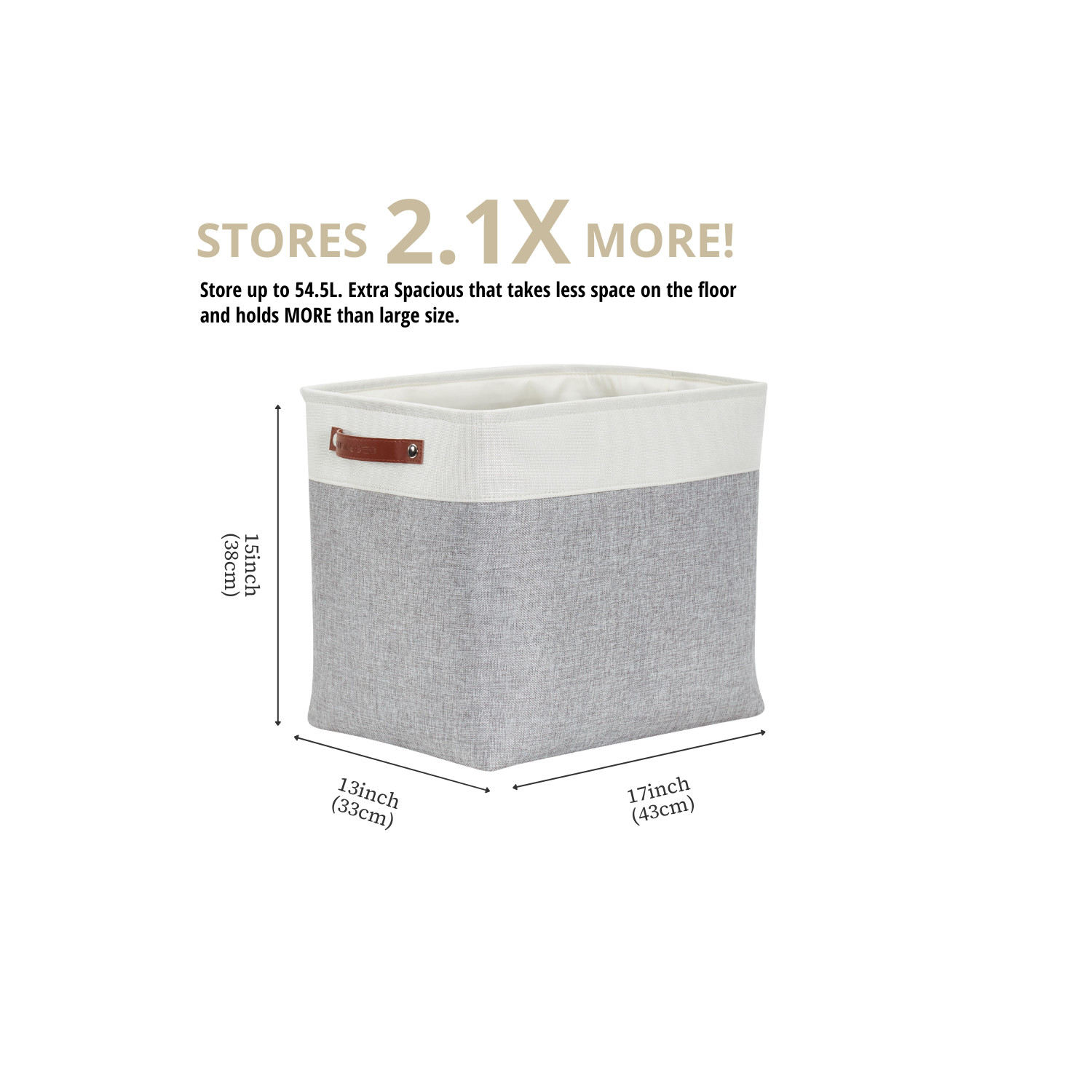 DECOMOMO Fordable Storage Bin - Collapsible Sturdy Cationic Fabric Basket W/Handles for Organizing Shelf Nursery Home Closet |17(L) x 13(W) x 15(H)”