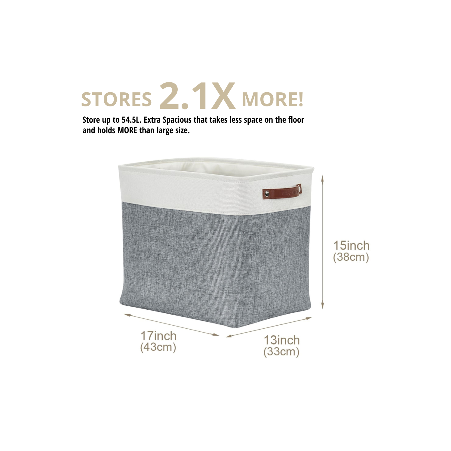 Bac de rangement ordonné DECOMOMO – Panier en tissu robuste et repliable avec poignées pour organiser la chambre de bébé |17 x 13 (L) x 15 (H) po |