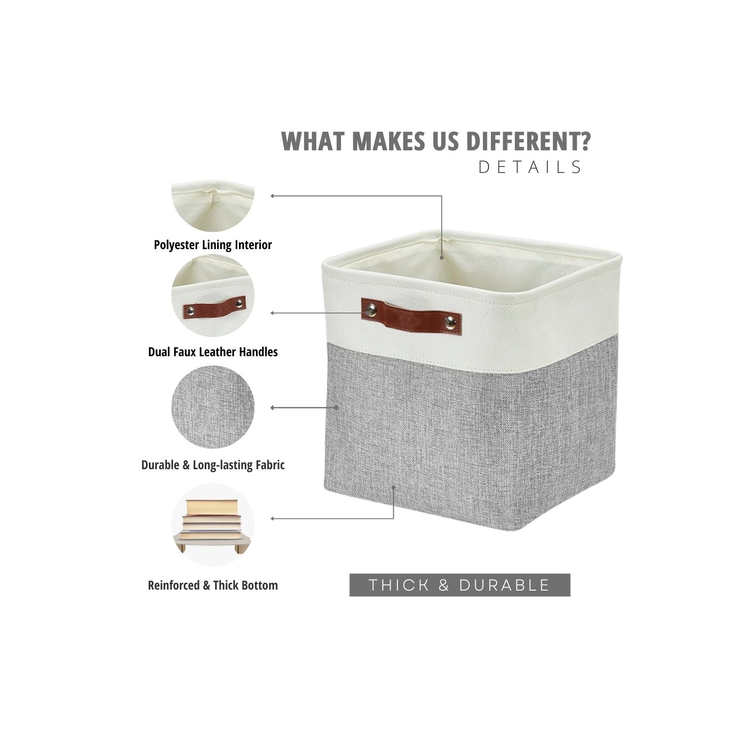 Bac de rangement pliable avec porte-étiquettes de DECOMOMO - Panier en tissu robuste et repliable avec poignées pour organiser la tablette Garde-robe