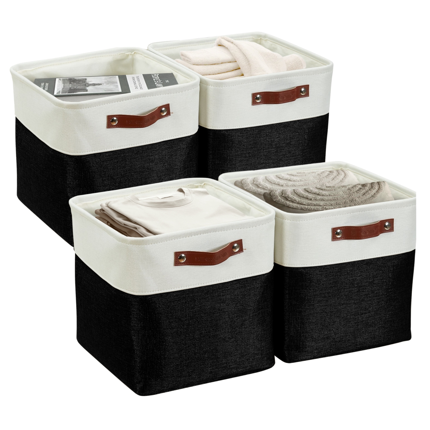 Bac de rangement pliable de DECOMOMO – Panier en tissu robuste et repliable avec poignées pour organiser la tablette de rangement Garde-robe de