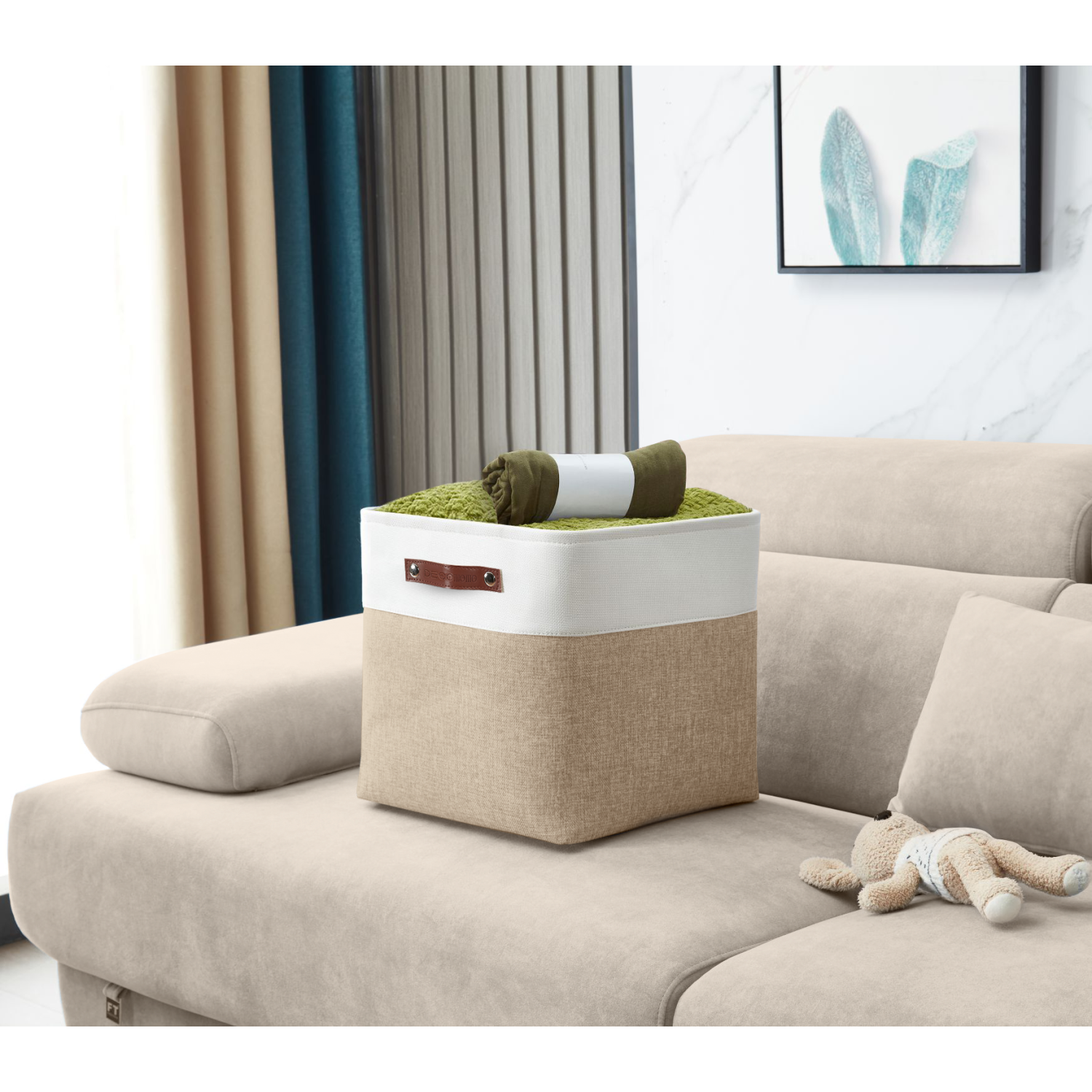 DECOMOMO Fordable Storage Bin - Collapsible Sturdy Cationic Fabric Basket W/Handles for Organizing Shelf Nursery Home Closet |13 x 13 x 13" |4 Packs