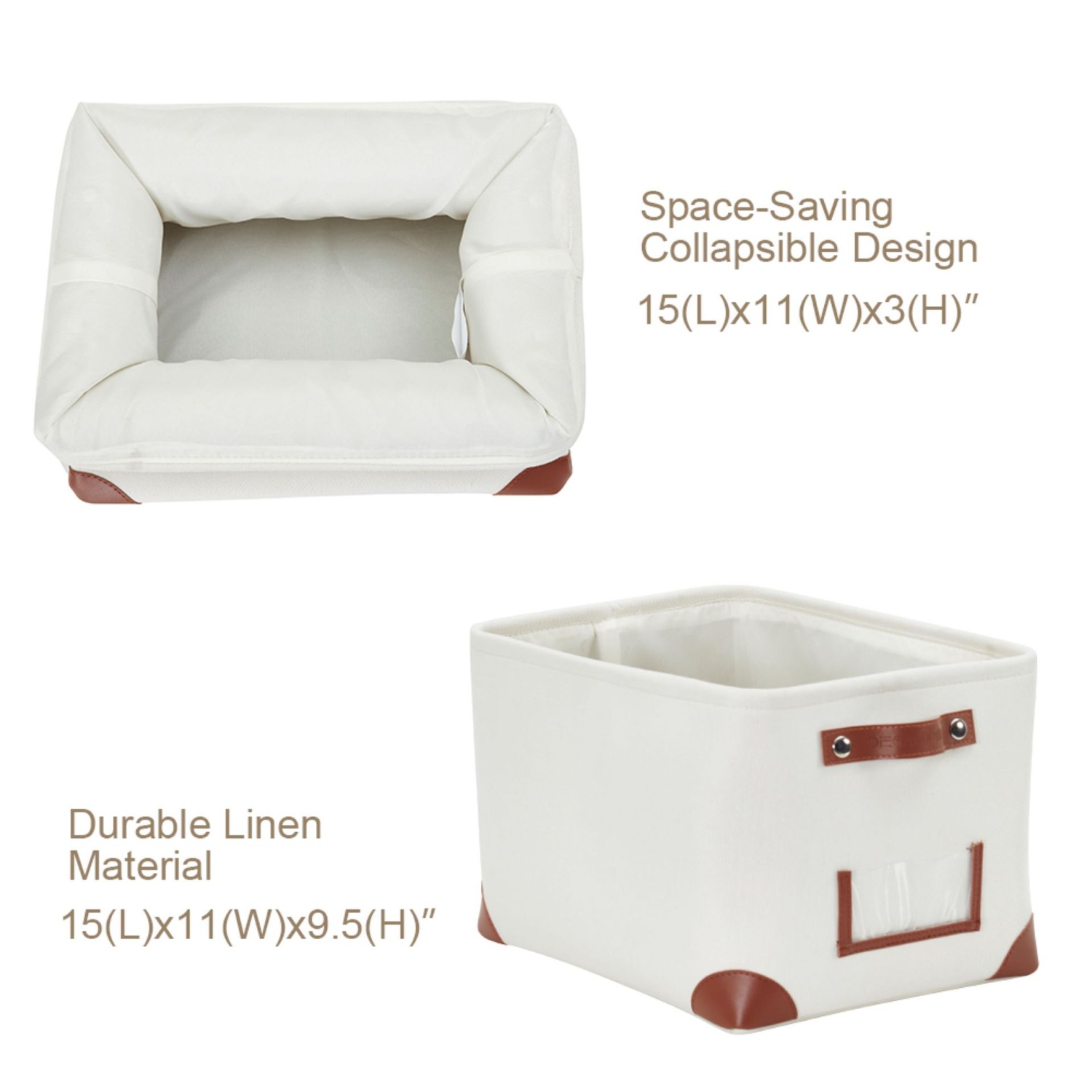 DECOMOMO Fordable Storage Bin With Label Holders - Collapsible Sturdy Cationic Fabric Basket W/Handles for Organizing Shelf Nursery Home Closet |15 x