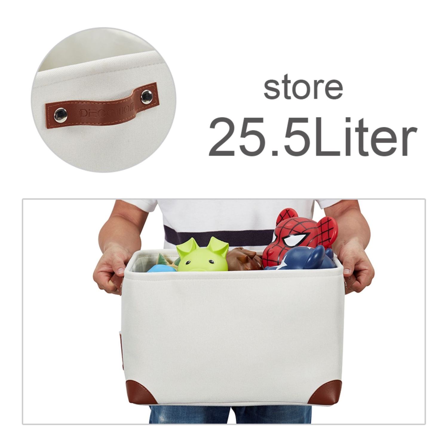 DECOMOMO Fordable Storage Bin With Label Holders - Collapsible Sturdy Cationic Fabric Basket W/Handles for Organizing Shelf Nursery Home Closet |15 x