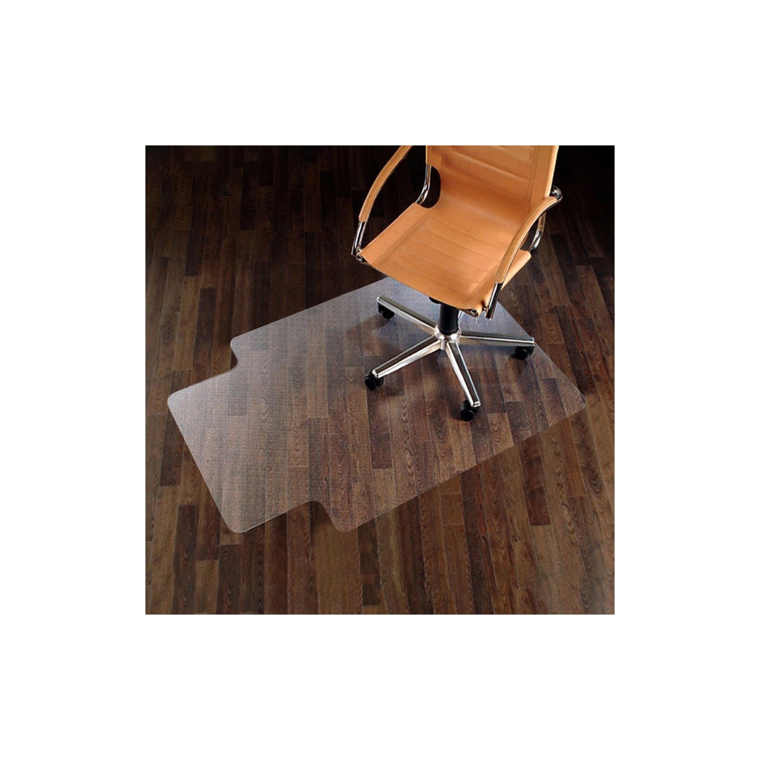 Moustache 30" x 48" Hard Floor Chair Mat with Lip, PVC Translucent Office Chair Mat Anti-Slip Hardwood Ceramic Tile Marble Floor Protector