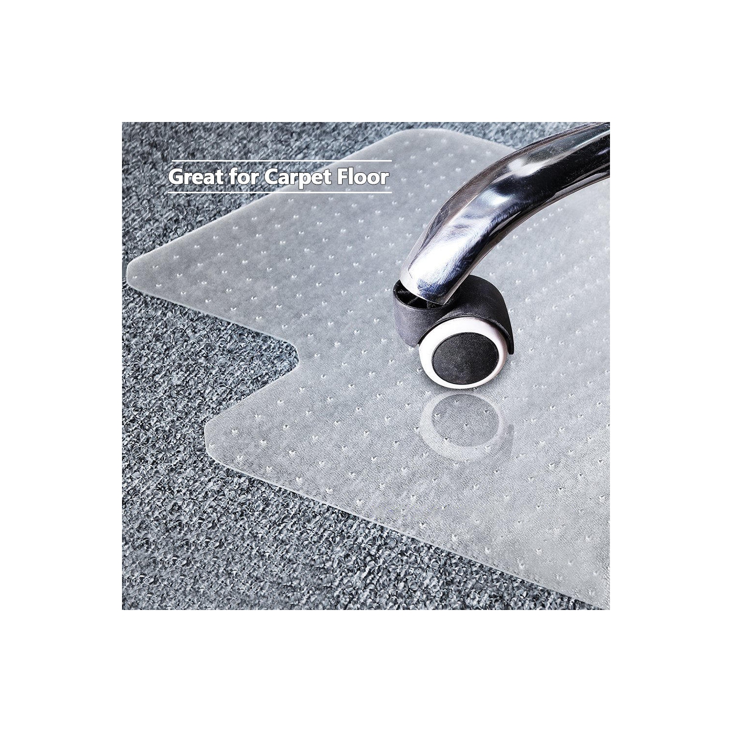 Tapis de chaise de bureau de 30 x 48 po avec rebord pour tapis, tapis protecteur transparent pour chaise avec crampons antidérapants pour planchers