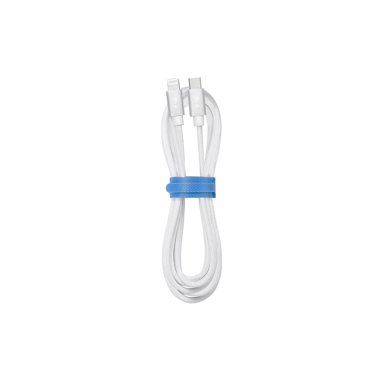 Blu Element Braided Charge/Sync USB-C to Lightning Cable 6ft | White