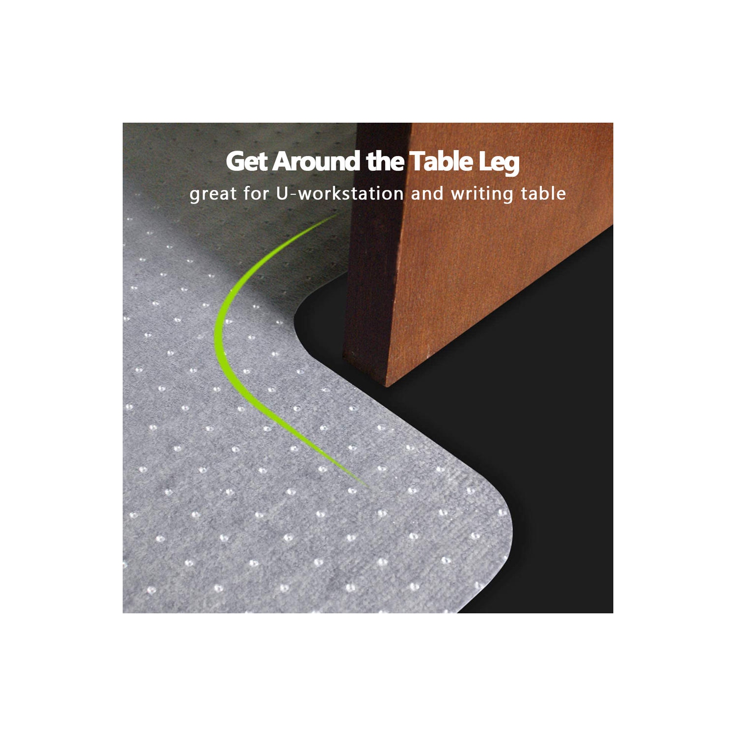 Tapis de chaise de bureau 36 x 48&nbsp;po avec rebord et crampons antidérapants, protecteur de tapis transparent pour planchers de tapis à poil ras