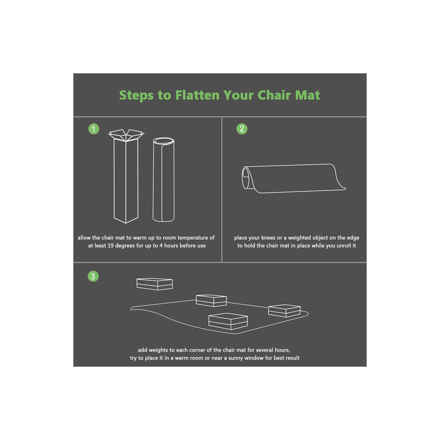 Tapis de chaise de bureau 36 x 48&nbsp;po avec rebord et crampons antidérapants, protecteur de tapis transparent pour planchers de tapis à poil ras