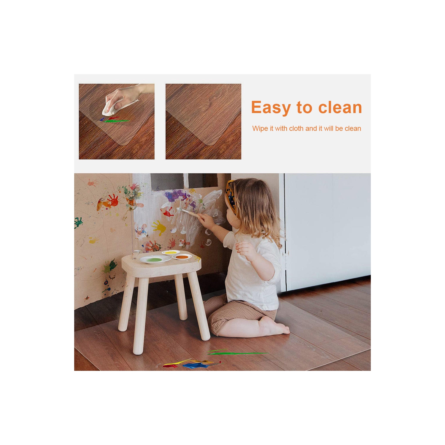 Tapis de chaise de bureau 36 x 48 po, protecteur de plancher en PVC translucide avec antidérapant pour planchers durs