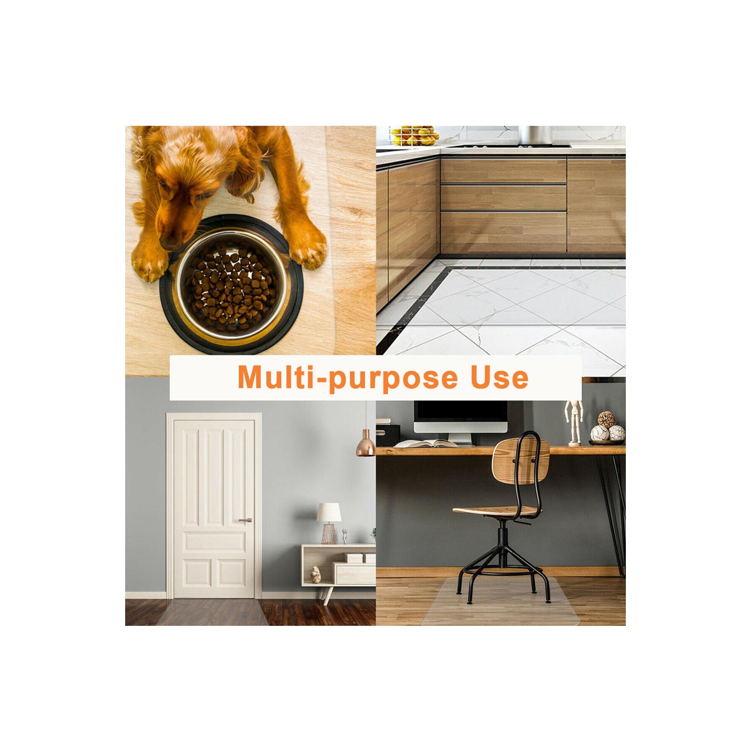 Tapis de chaise de bureau 36 x 48 po, protecteur de plancher en PVC translucide avec antidérapant pour planchers durs