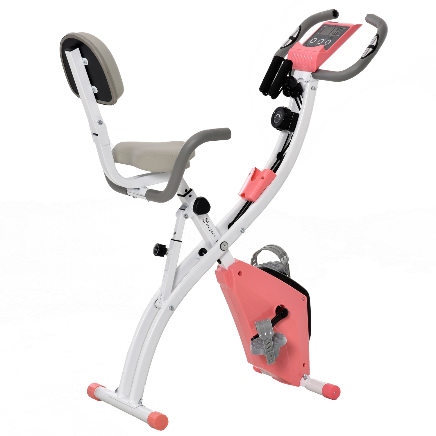 Soozier 3 in 1 Folding Exercise Bike, Foldable Stationary Bike with 8-Level Magnetic Resistance, Heart Rate Sensor, Adjustable Seat and Resistance