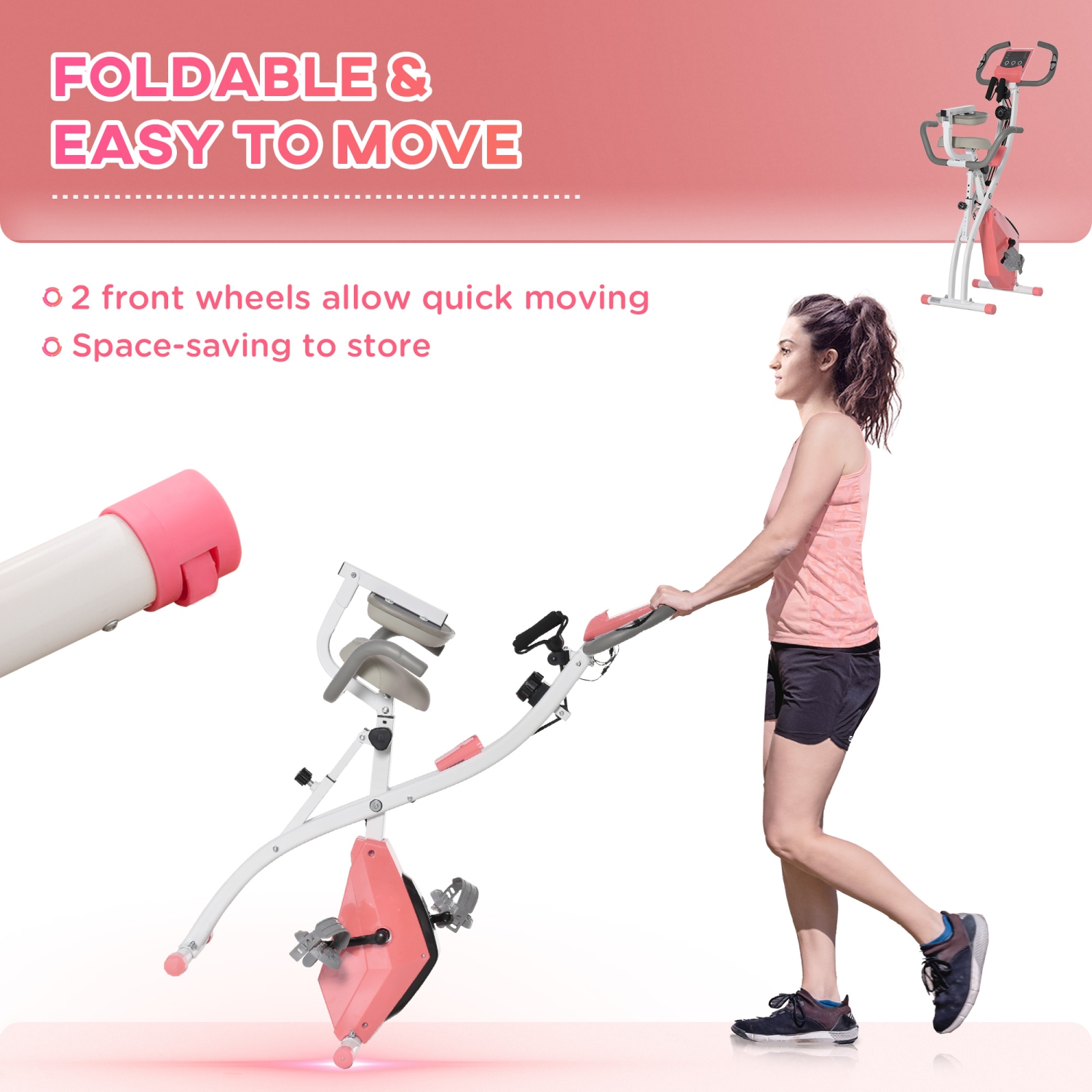 Soozier 3 in 1 Folding Exercise Bike, Foldable Stationary Bike with 8-Level Magnetic Resistance, Heart Rate Sensor, Adjustable Seat and Resistance
