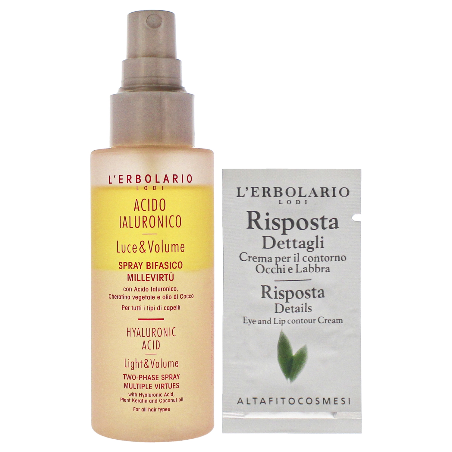 Hyaluronic Acid Light and Volume Two Phase Spray by LErbolario for Unisex - 3.3 oz Hair Spray