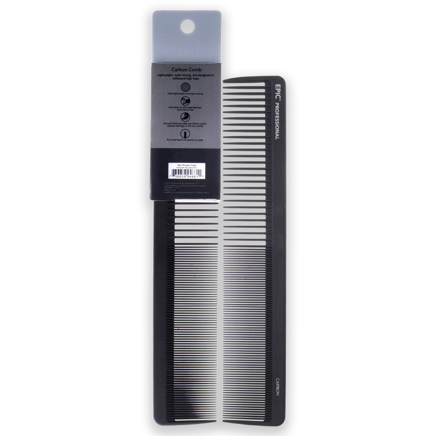 Peigne pour commode Pro Epic - carbone par brosse humide pour unisexe - 1 peigne