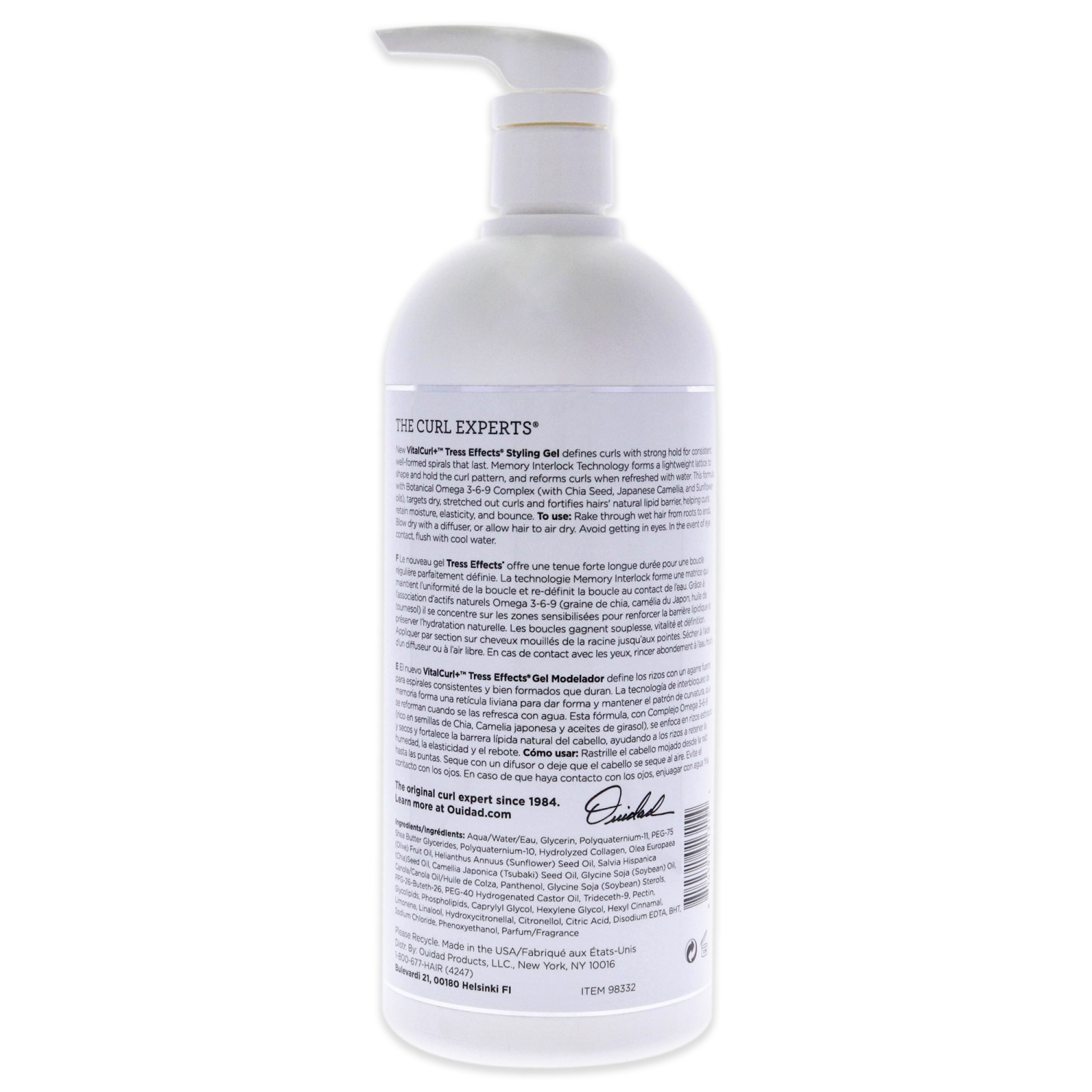 Gel Coiffant VitalCurl Plus Tress Effects par Ouidad pour Unisexe - 33,8 oz de Gel