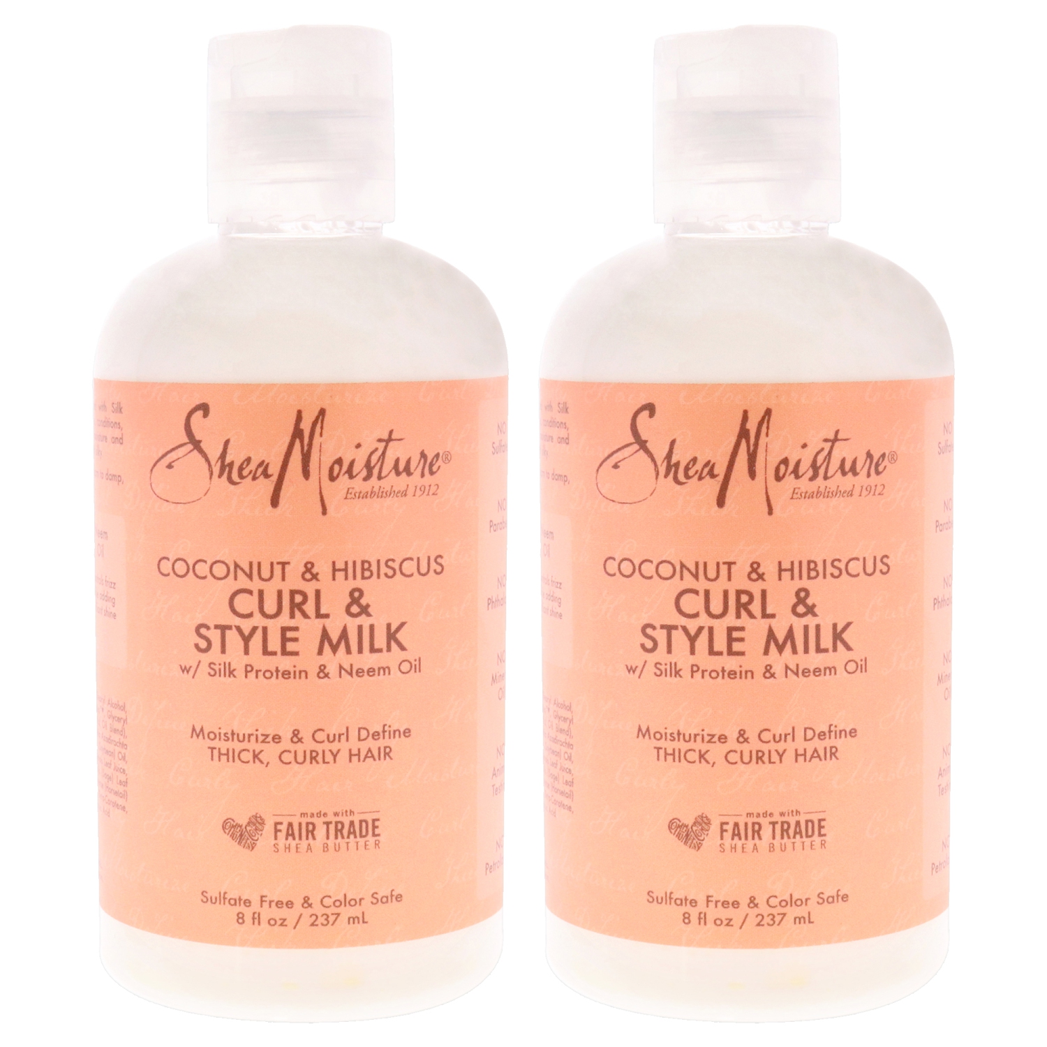 Coconut & Hibiscus Curl & Style Milk - Pack of 2 by Shea Moisture for Unisex - 8 oz Cream
